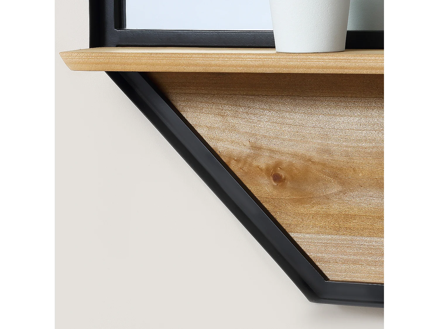 Specchio da parete ottagonale in metallo e legno 61x61cm nero