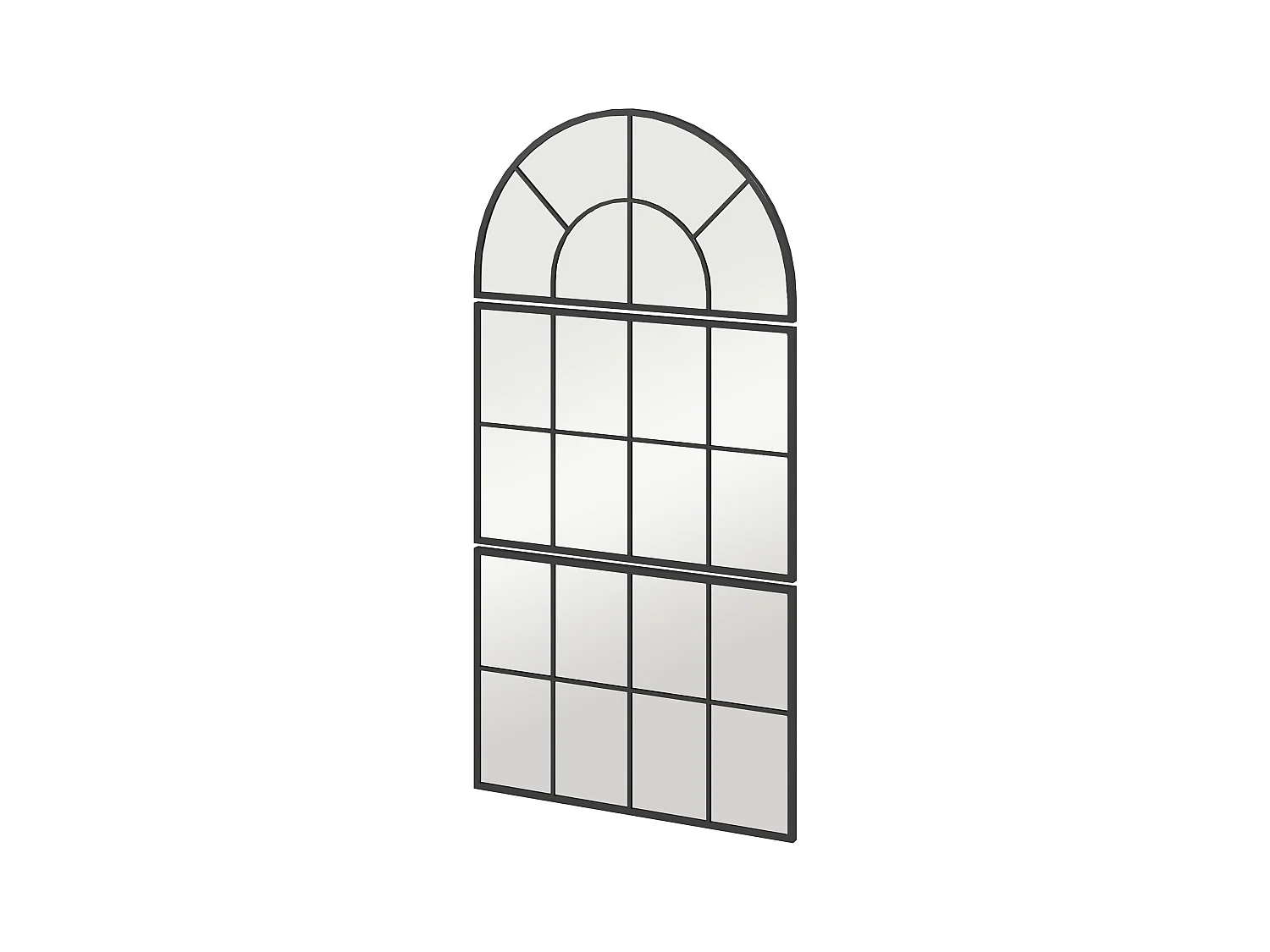 Specchio da parete ad arco stile finestra 76x43cm nero