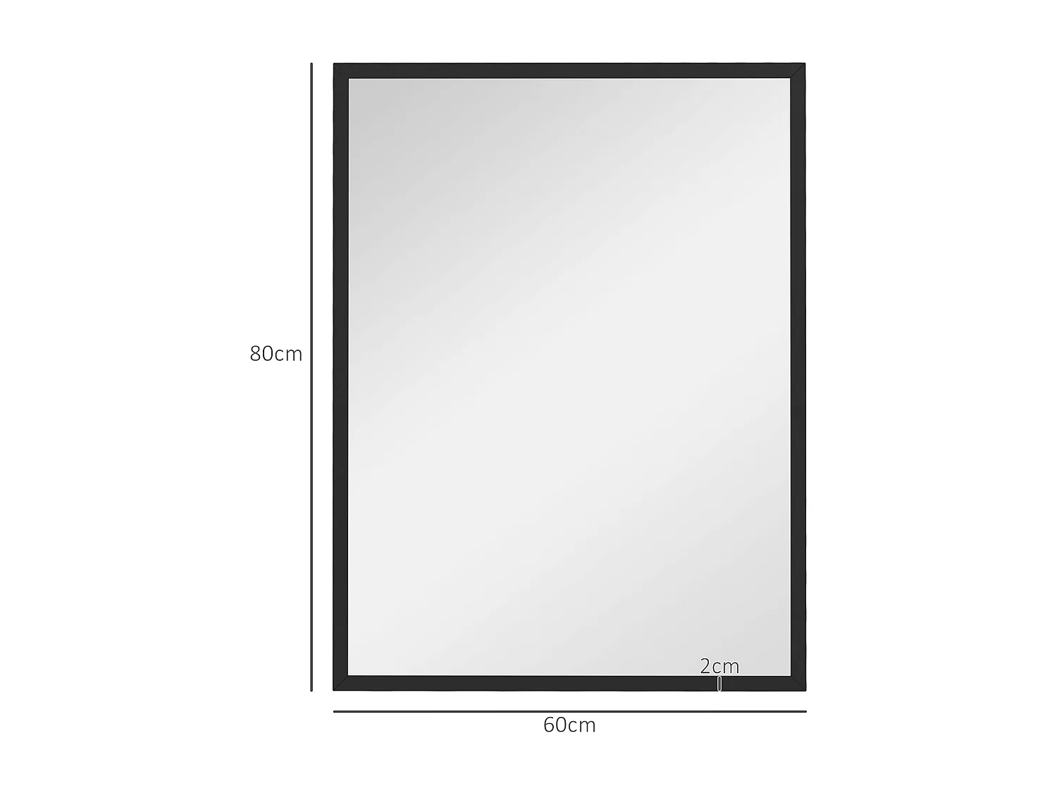 Specchio da parete rettangolare in vetro e mdf con ganci nero