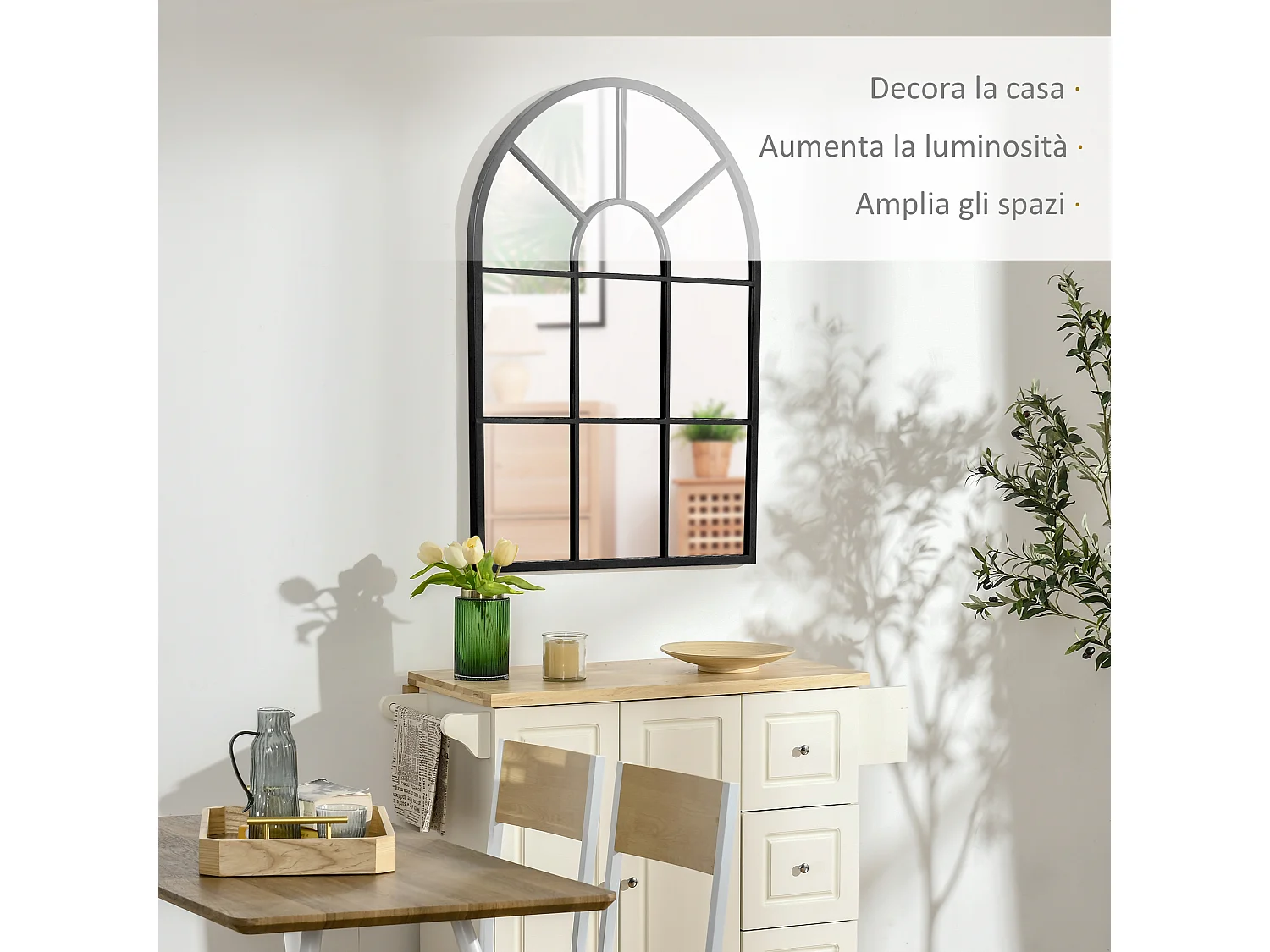 Specchio a muro 91x60 cm per camera da letto e soggiorno nero