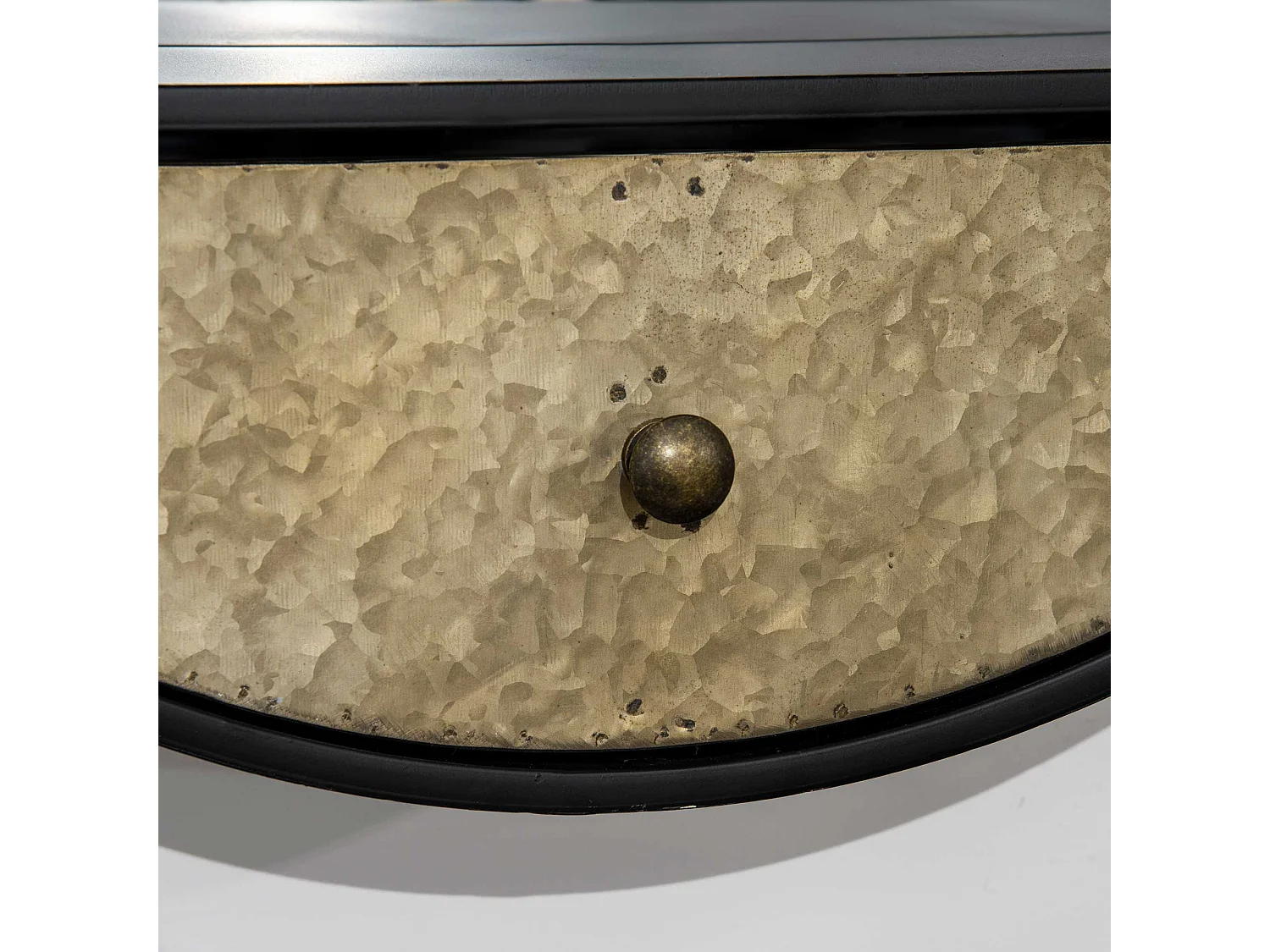 Specchio da parete rotondo da ø61cm con cassetto e cornice nero