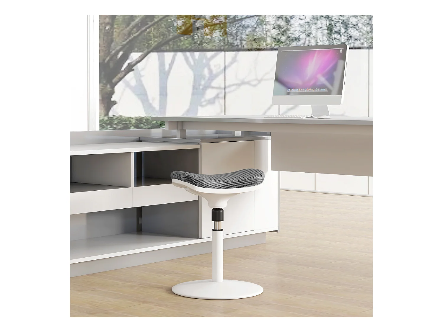 Sgabello ergonomico ad altezza regolabile con inclinazione a 5° grigio