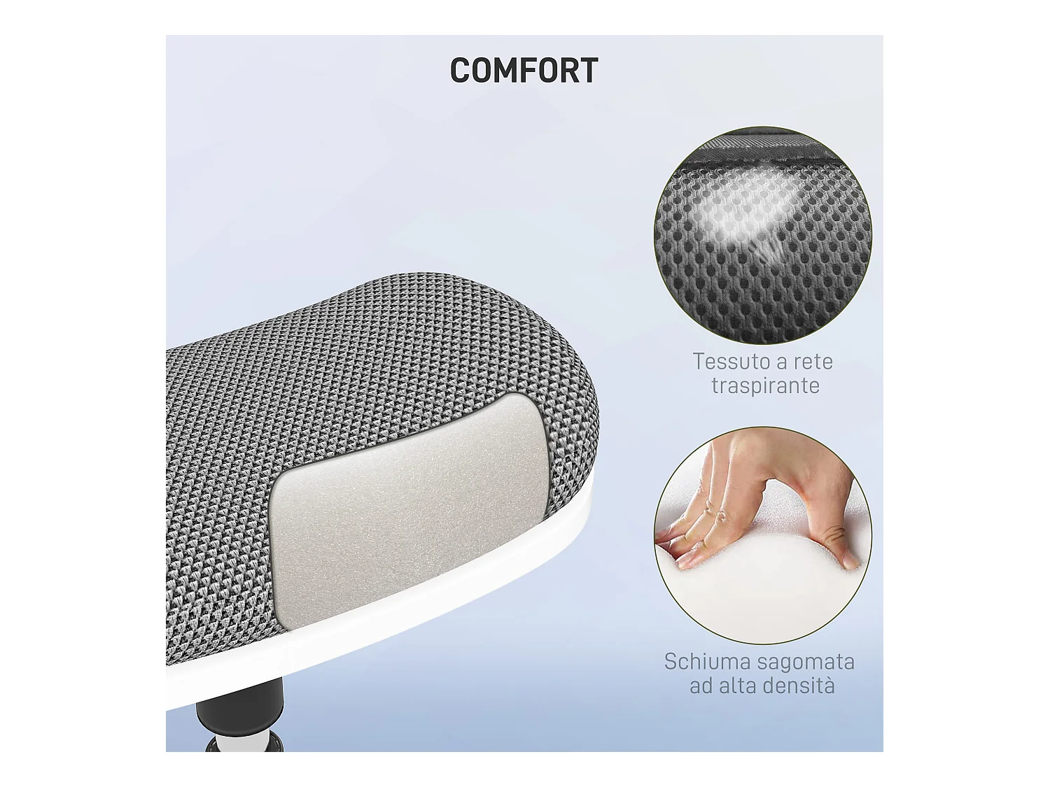 Sgabello ergonomico ad altezza regolabile con inclinazione a 5° grigio