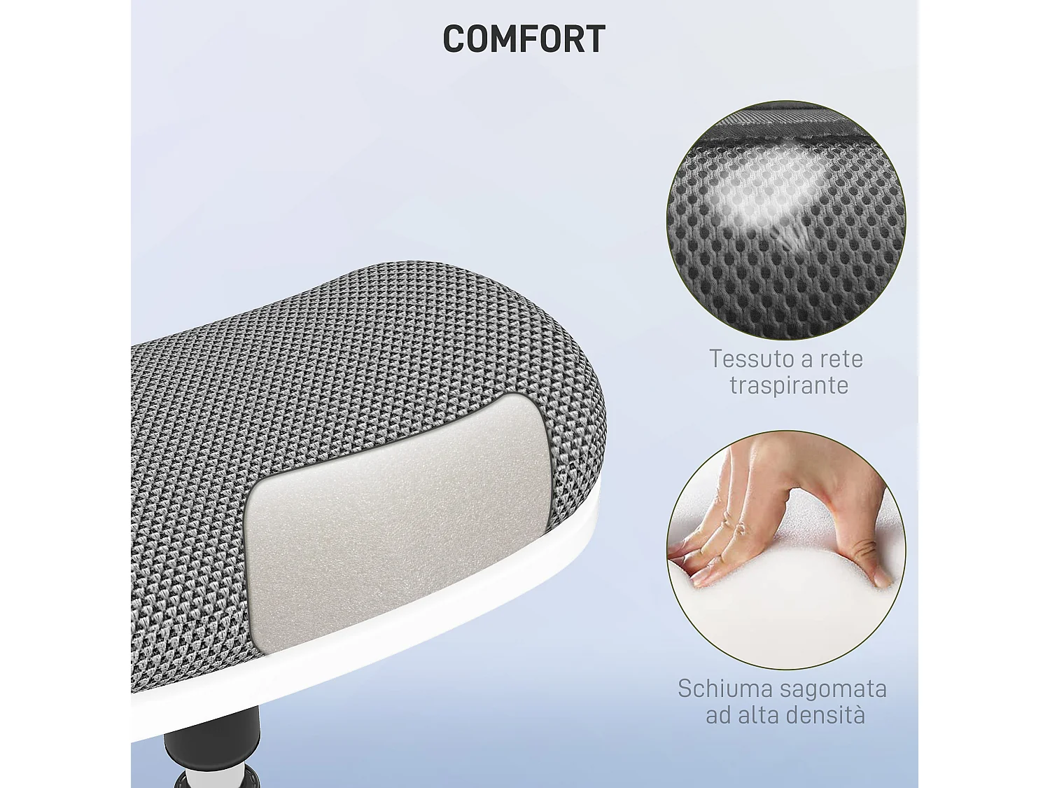 Sgabello ergonomico ad altezza regolabile con inclinazione a 5° grigio