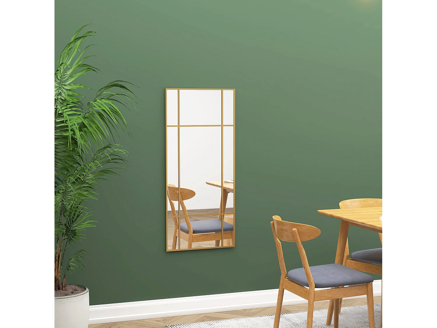 Specchio da parete stile finestra verticale orizzontale 110x50cm oro