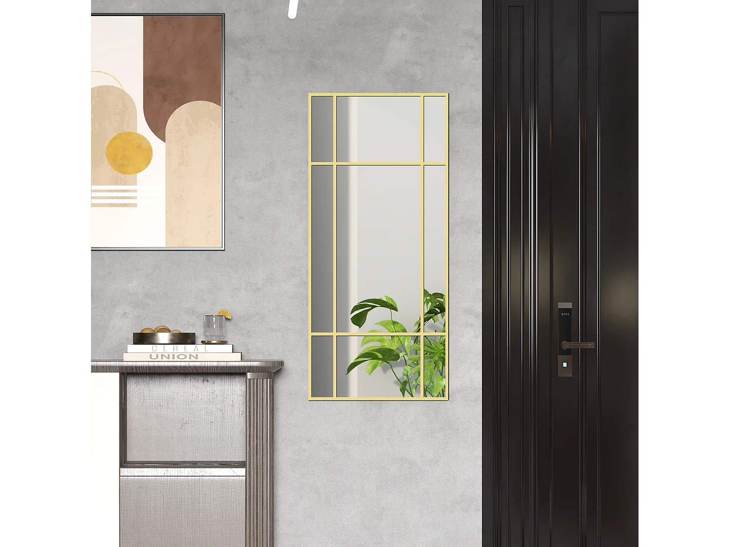 Specchio da parete stile finestra verticale orizzontale 110x50cm oro