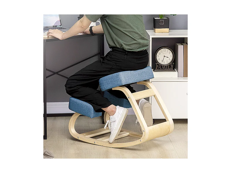 Sedia ergonomica con inginocchiatoio e cuscino imbottito blu