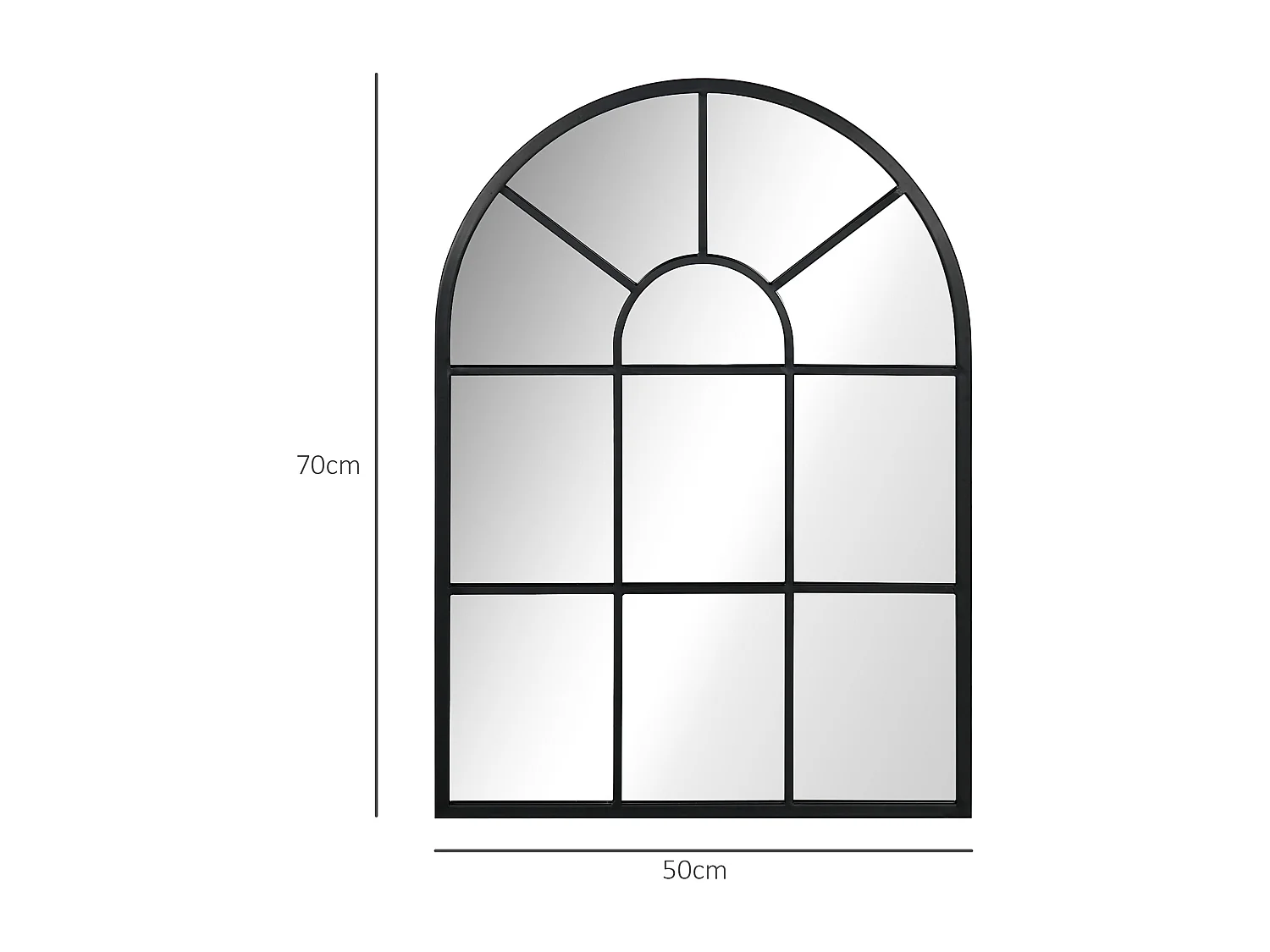 Specchio a muro 70x50 cm per camera da letto e soggiorno nero