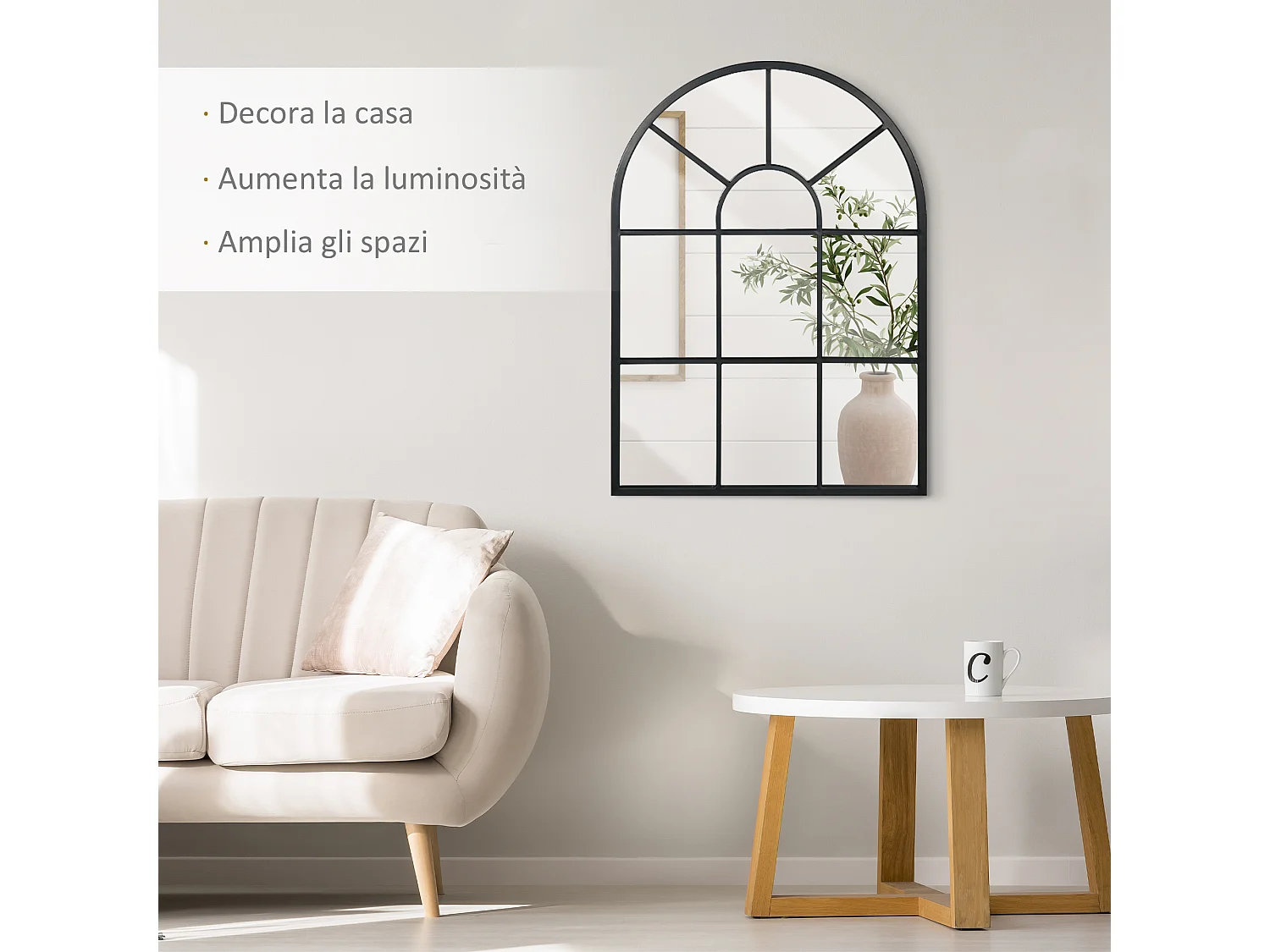 Specchio a muro 70x50 cm per camera da letto e soggiorno nero