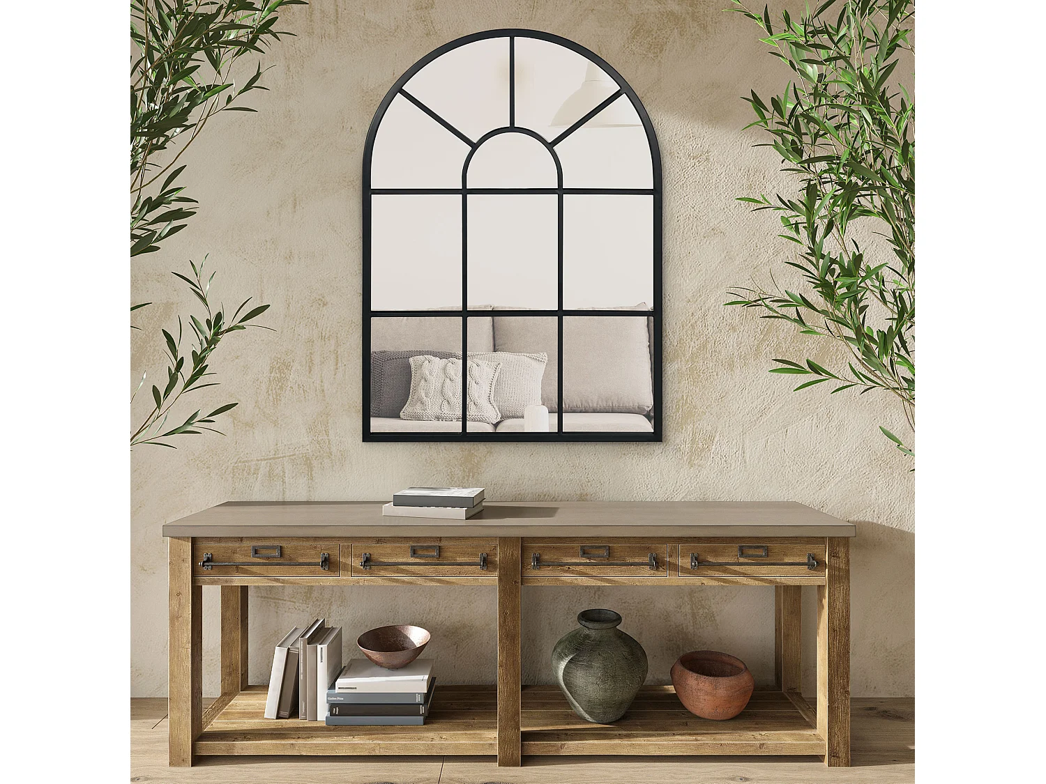 Specchio a muro 70x50 cm per camera da letto e soggiorno nero