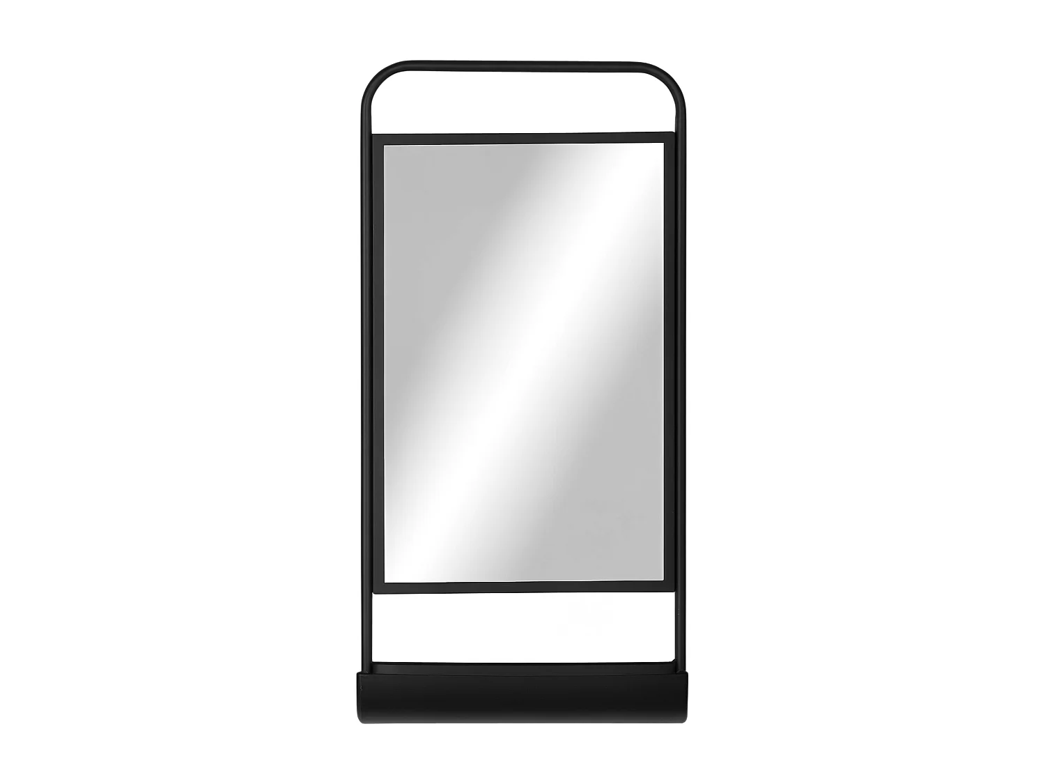 Specchio moderno in metallo con mensola 36.2x12x71.7cm nero