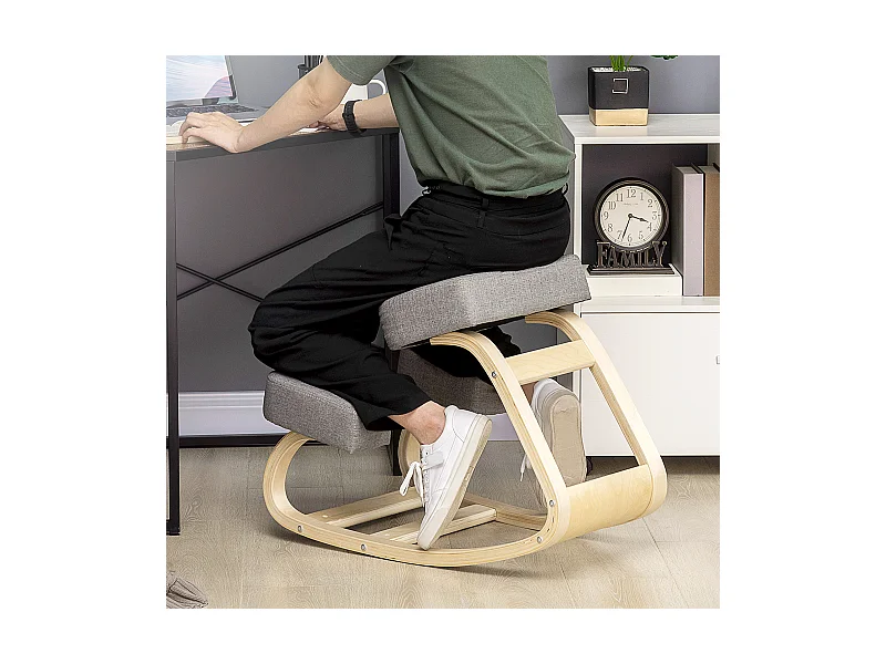 Sedia inginocchiatoio ergonomica con cuscino imbottito grigia