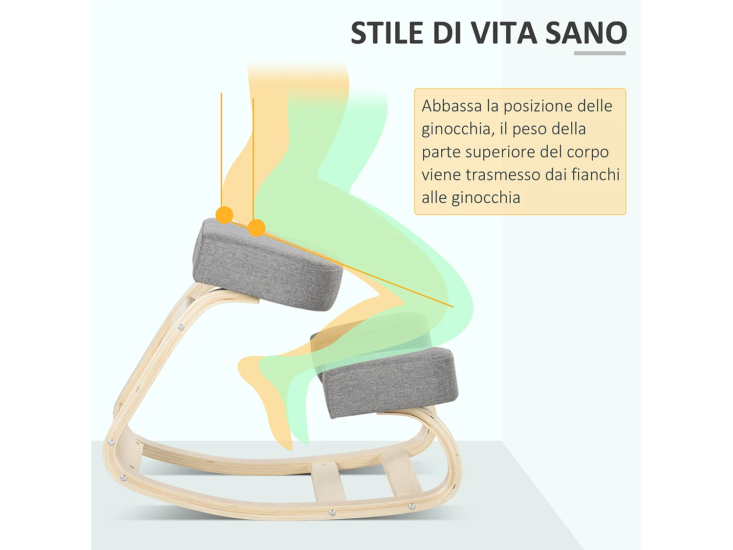 Sedia inginocchiatoio ergonomica con cuscino imbottito grigia