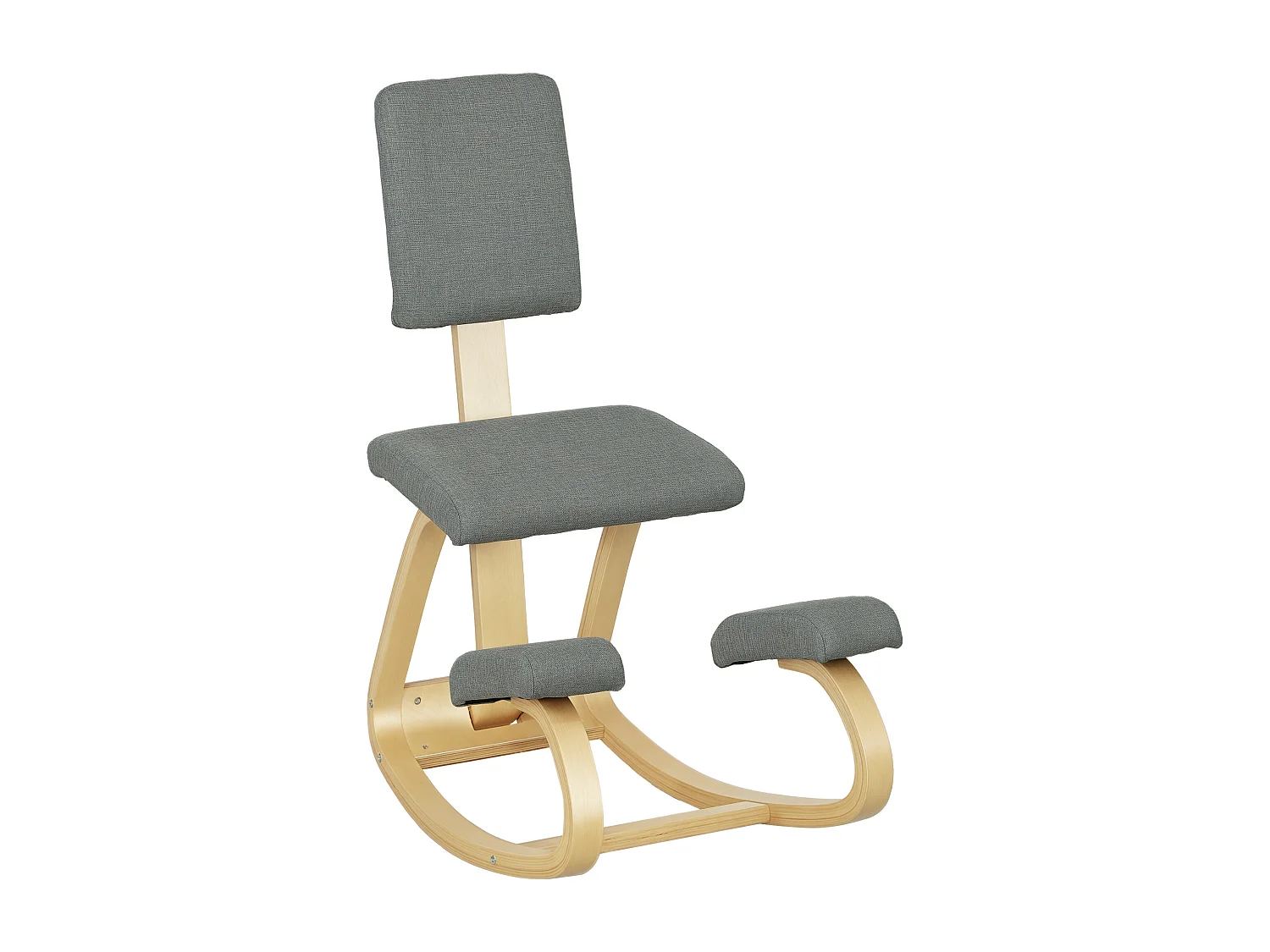 Sedia inginocchiatoio dondolante in tessuto effetto lino legno grigio