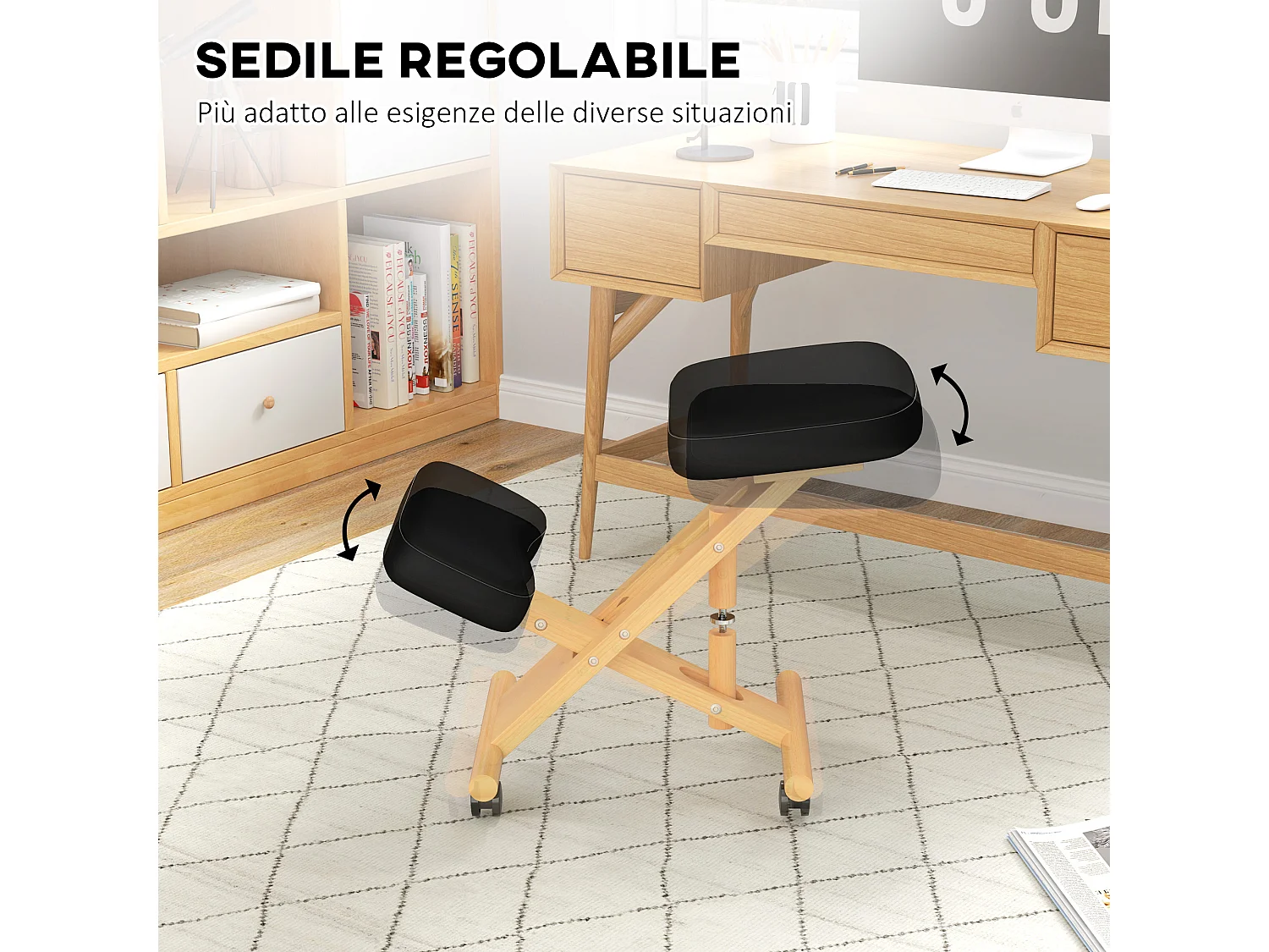 Sedia posturale con inginocchiatoio e altezza regolabile nero