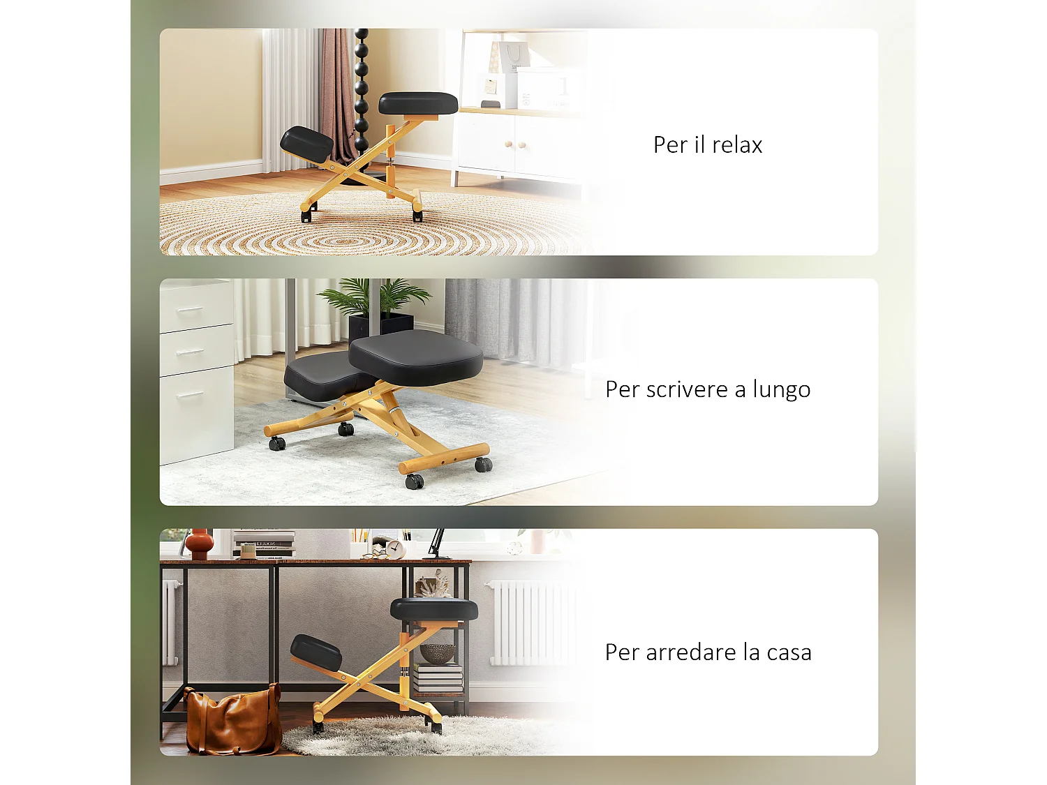 Sedia posturale con inginocchiatoio e altezza regolabile nero