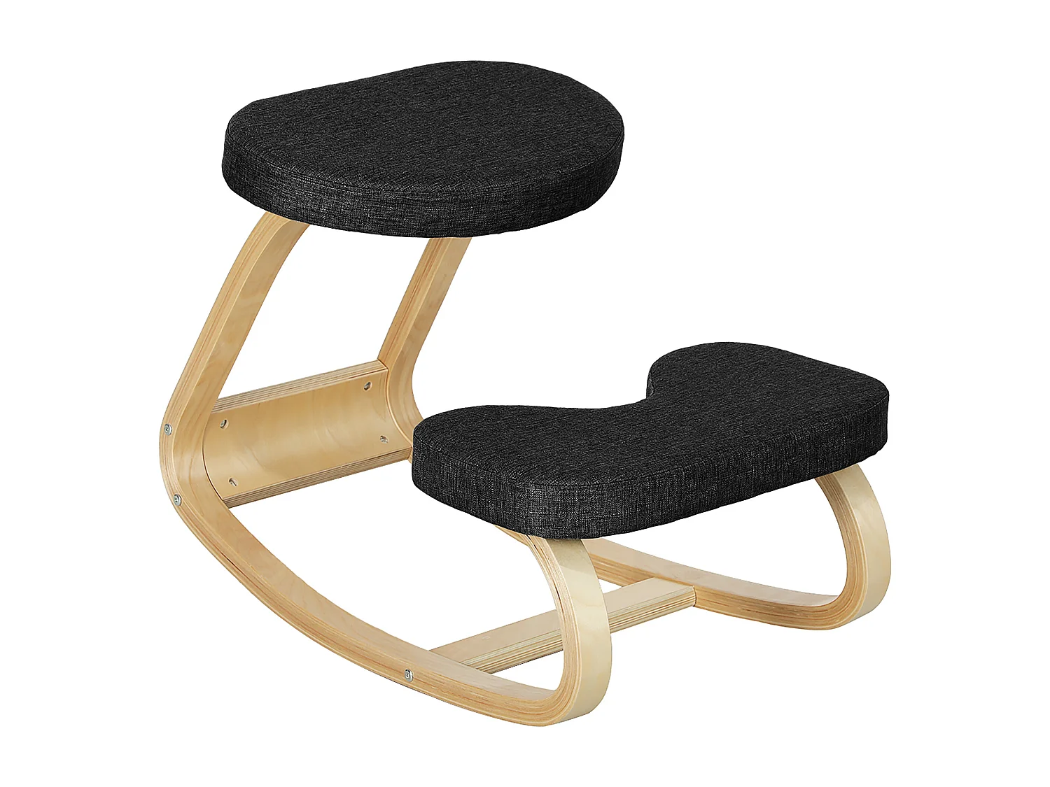 Sedia inginocchiatoio dondolante in tessuto effetto lino legno nero