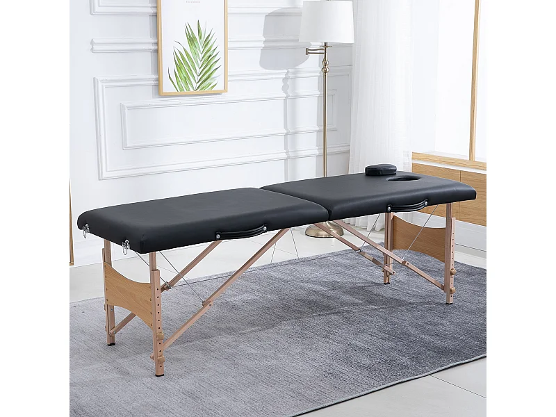 Lettino per massaggio portatile ad altezza regolabile nero