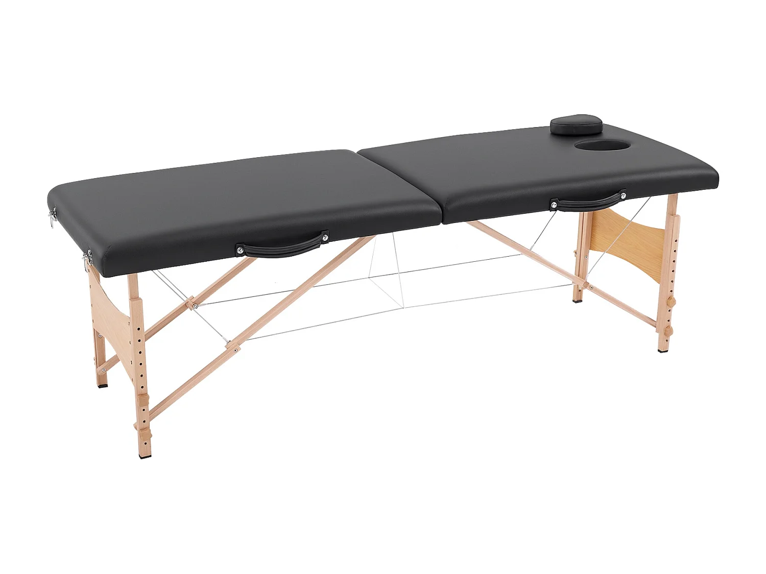 Lettino per massaggio portatile ad altezza regolabile nero