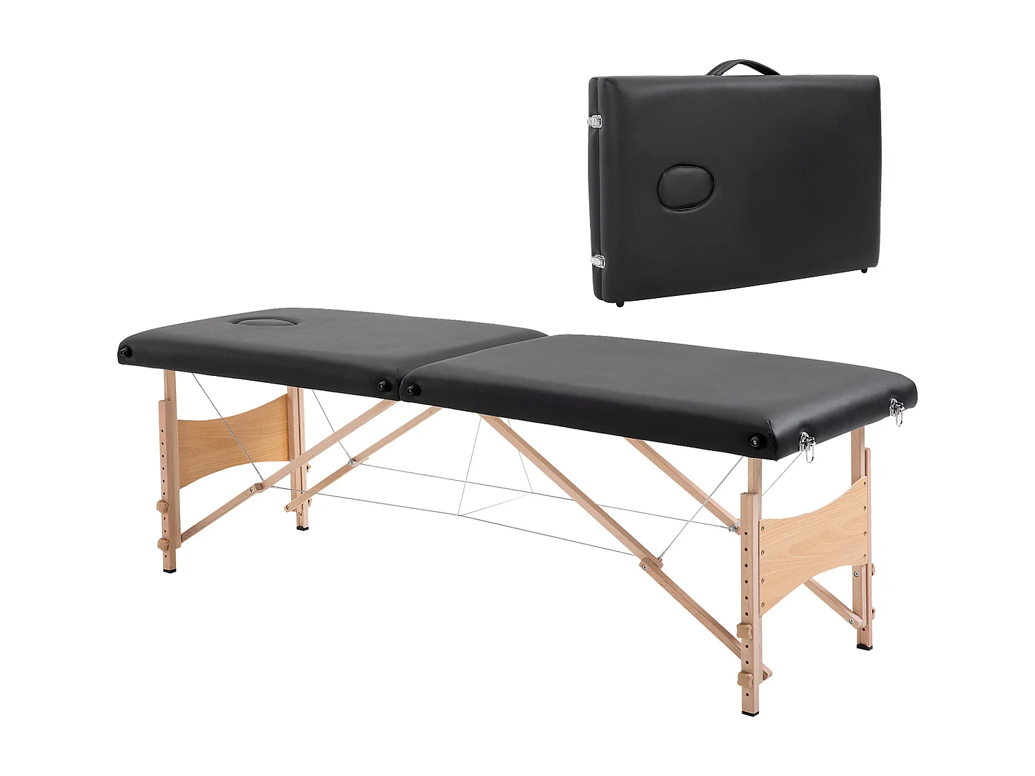 Lettino per massaggio portatile ad altezza regolabile nero