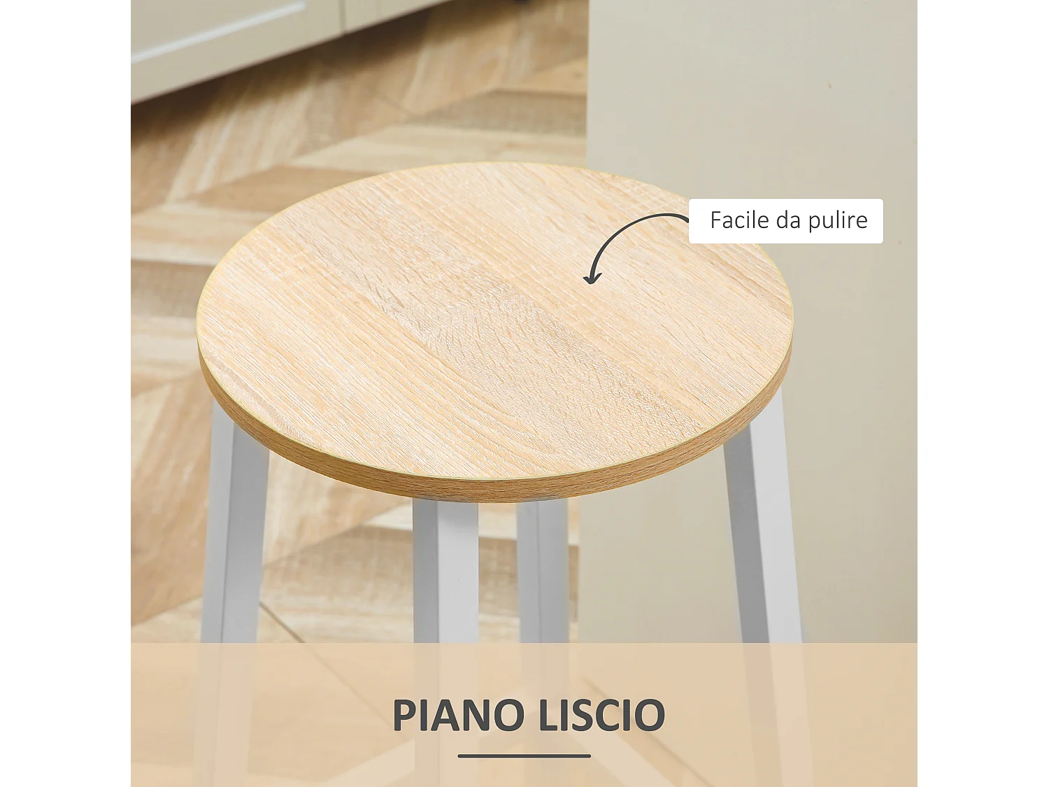 Set 2 sgabelli da bar con poggiapiedi e piano d'appoggio liscio