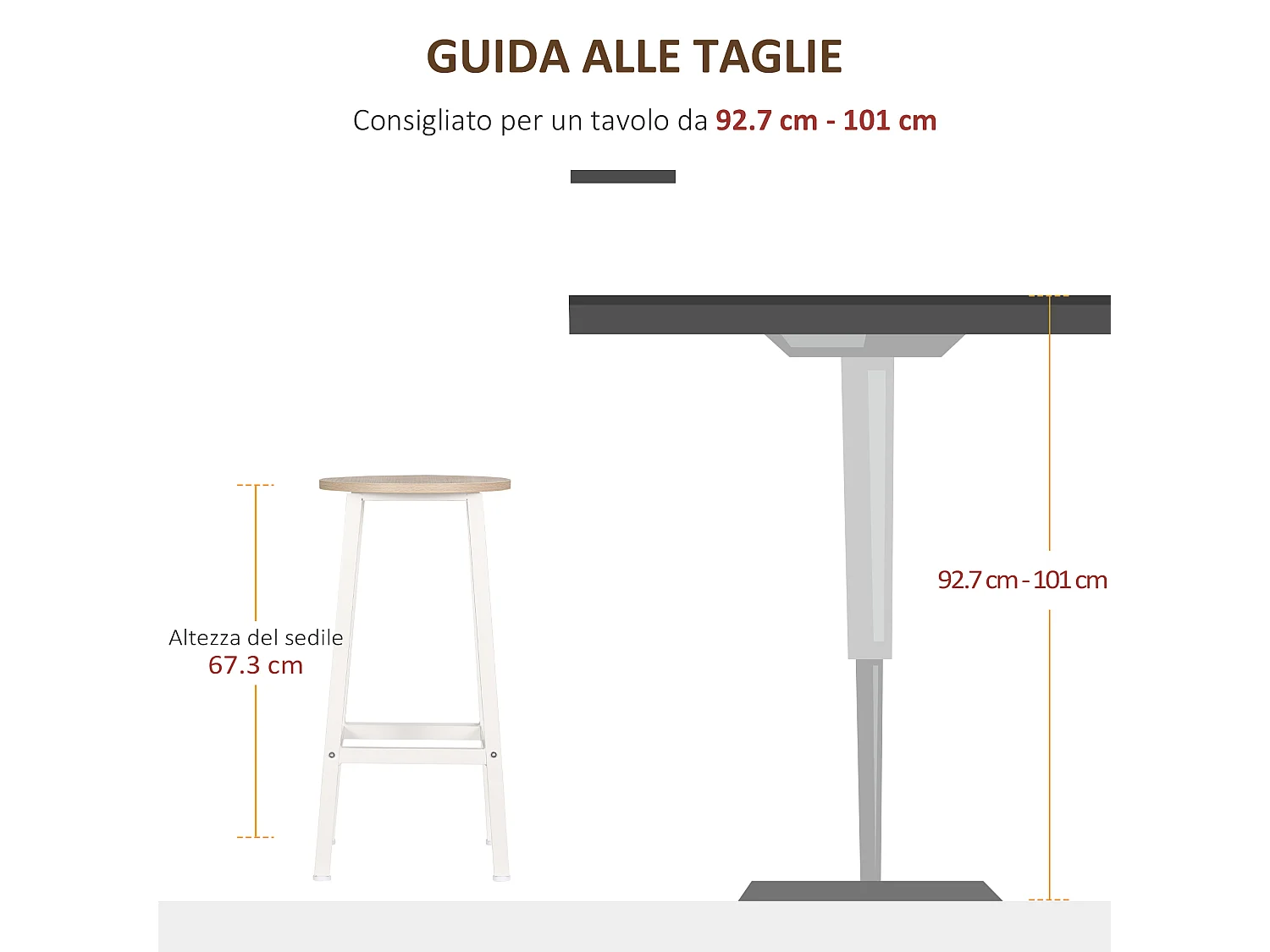 Set 2 sgabelli da bar con poggiapiedi e piano d'appoggio liscio