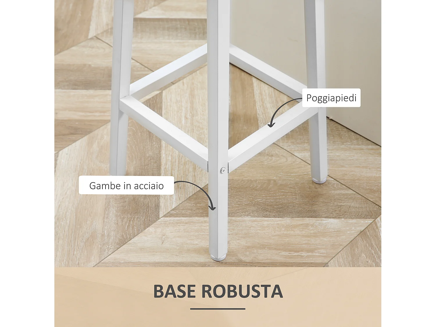 Set 2 sgabelli da bar con poggiapiedi e piano d'appoggio liscio