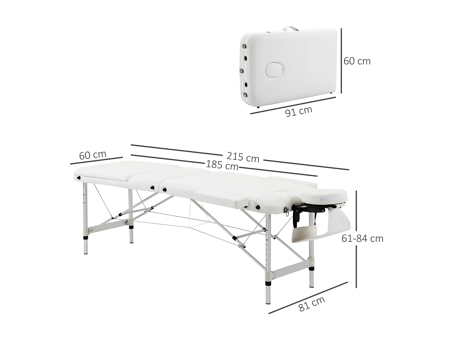 Lettino massaggi portatile professionale in alluminio