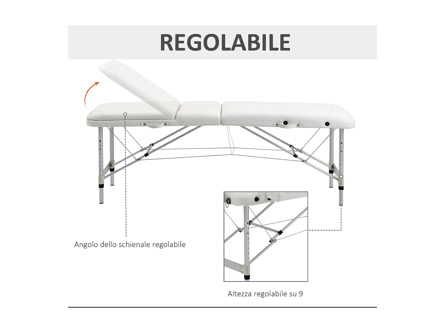 Lettino massaggi portatile professionale in alluminio