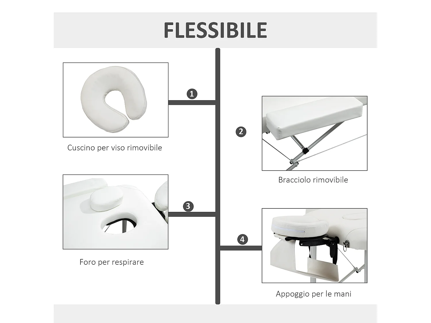 Lettino massaggi portatile professionale in alluminio