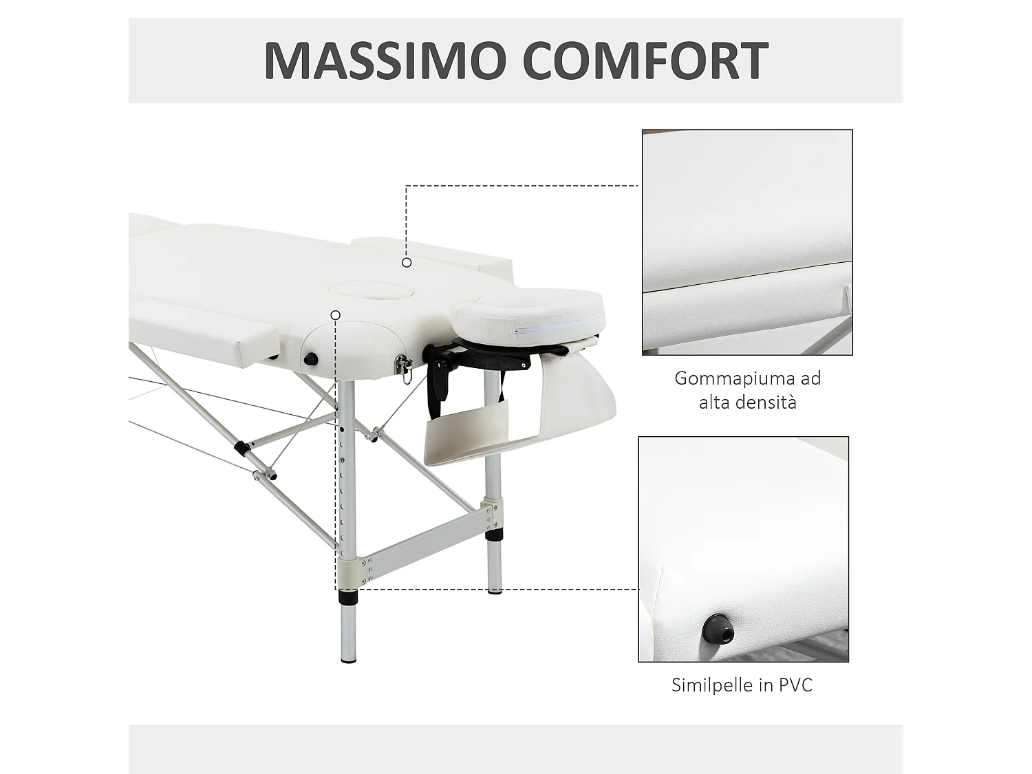Lettino massaggi portatile professionale in alluminio