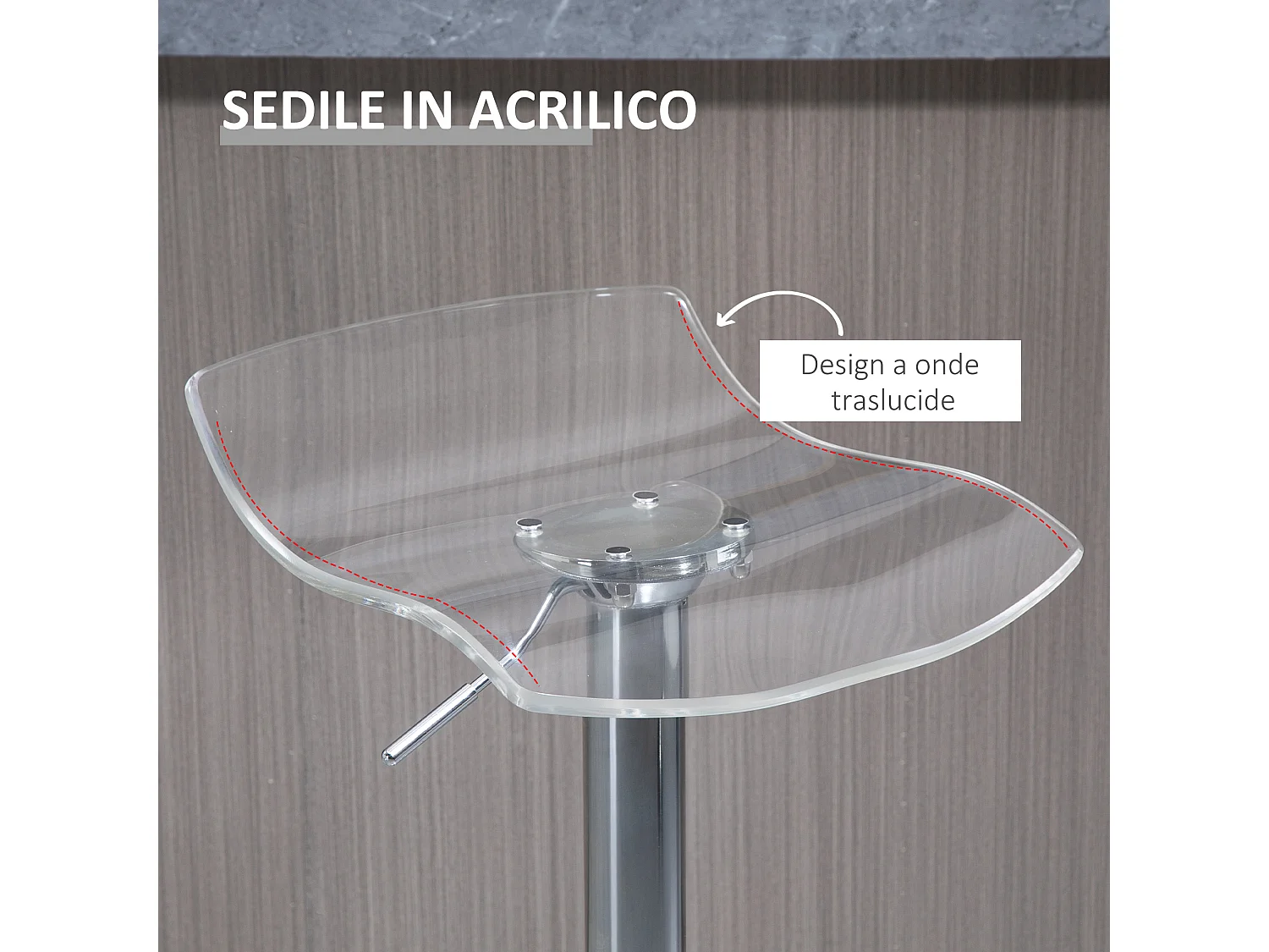 Set 2 sgabelli da bar girevoli con altezza regolabile trasparenti