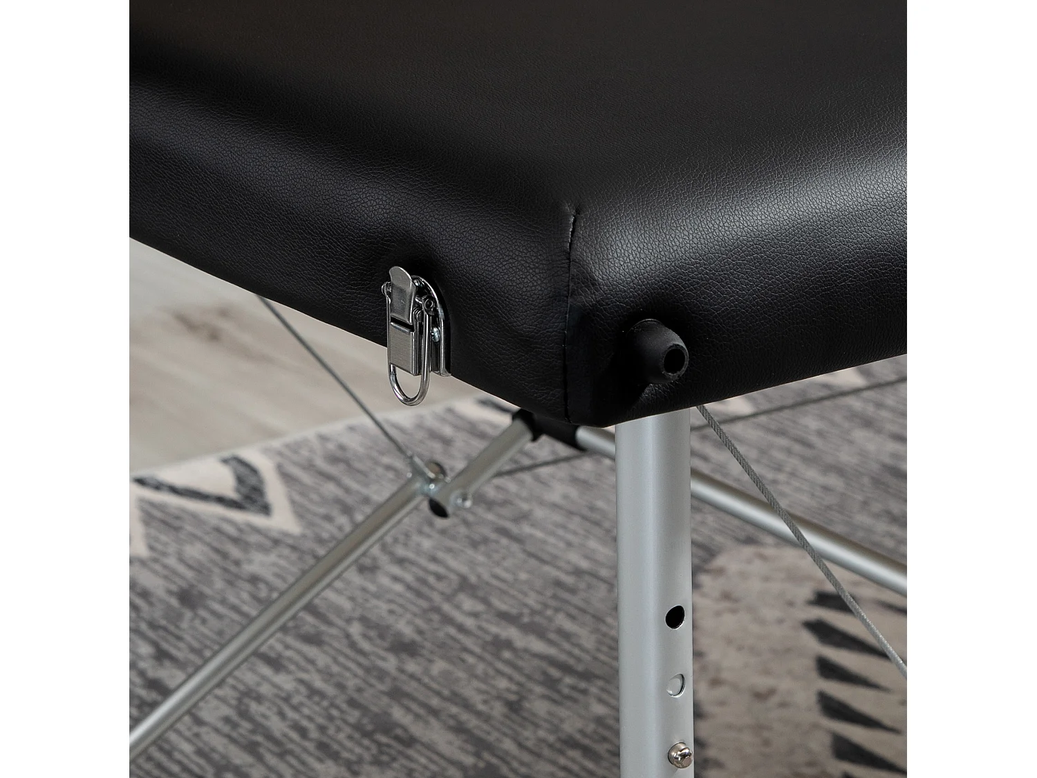 Lettino Massaggio Pieghevole Professionale Altezza Regolabile, Nero