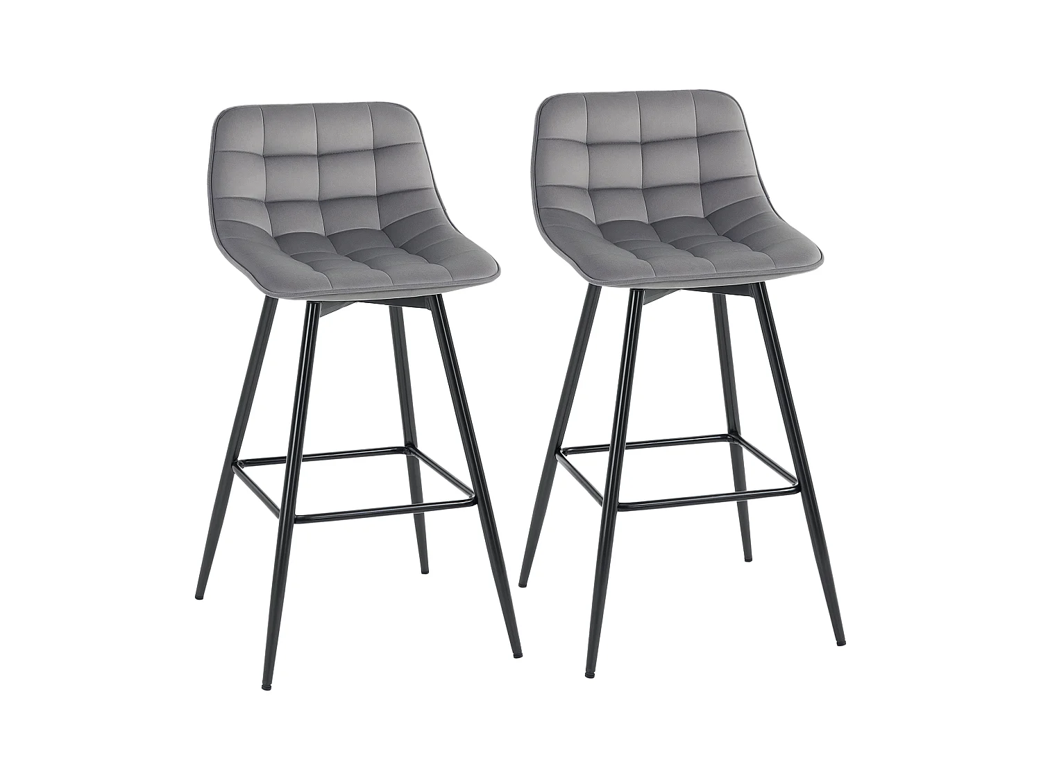 Set 2 sgabelli da bar nordico rivestimento velluto metallo grigio