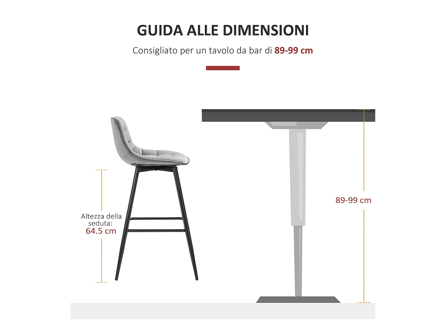 Set 2 sgabelli da bar nordico rivestimento velluto metallo grigio