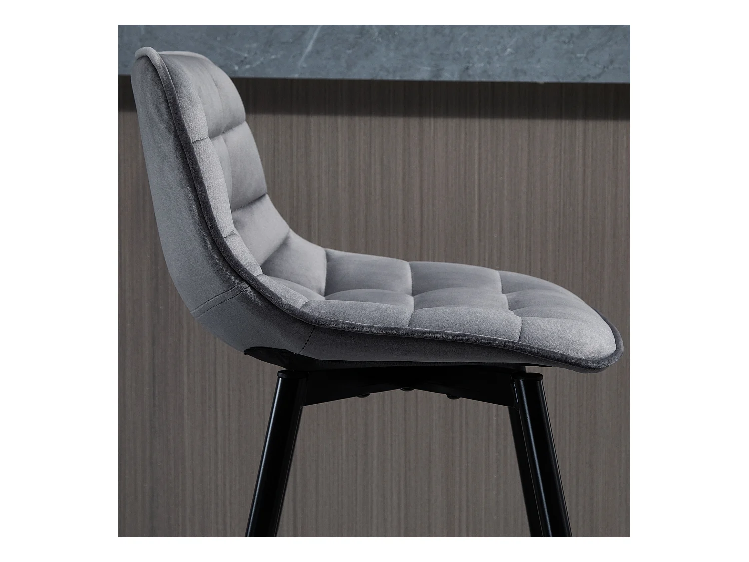 Set 2 sgabelli da bar nordico rivestimento velluto metallo grigio