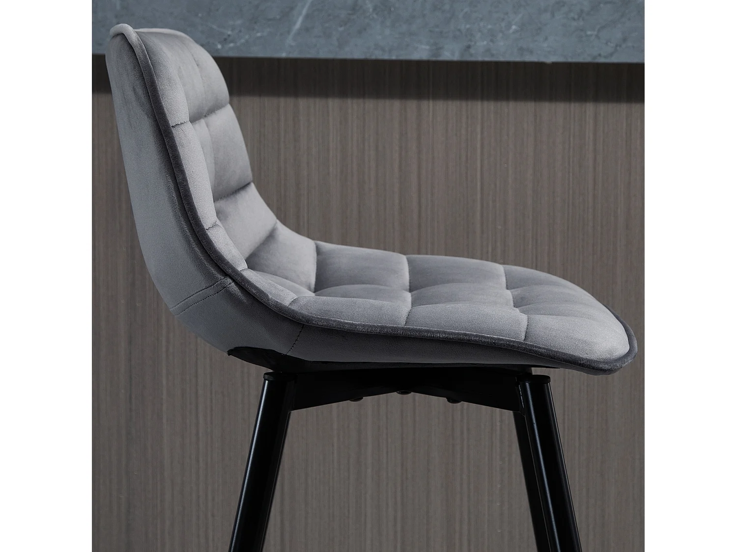 Set 2 sgabelli da bar nordico rivestimento velluto metallo grigio