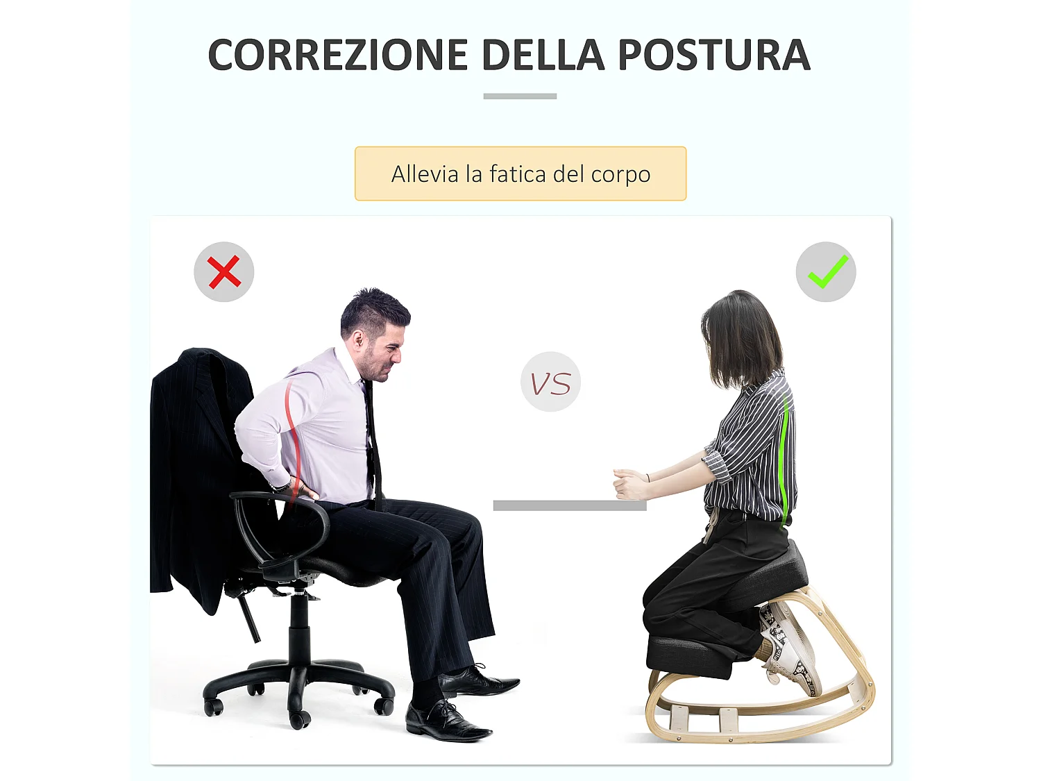 Sedia inginocchiatoio ergonomica con cuscino imbottito nero