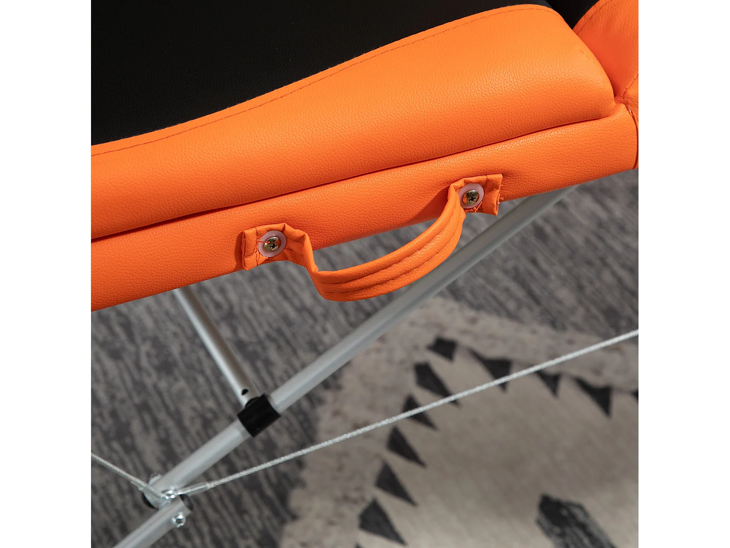 Lettino da massaggio pieghevole ad altezza regolabile, nero e arancione