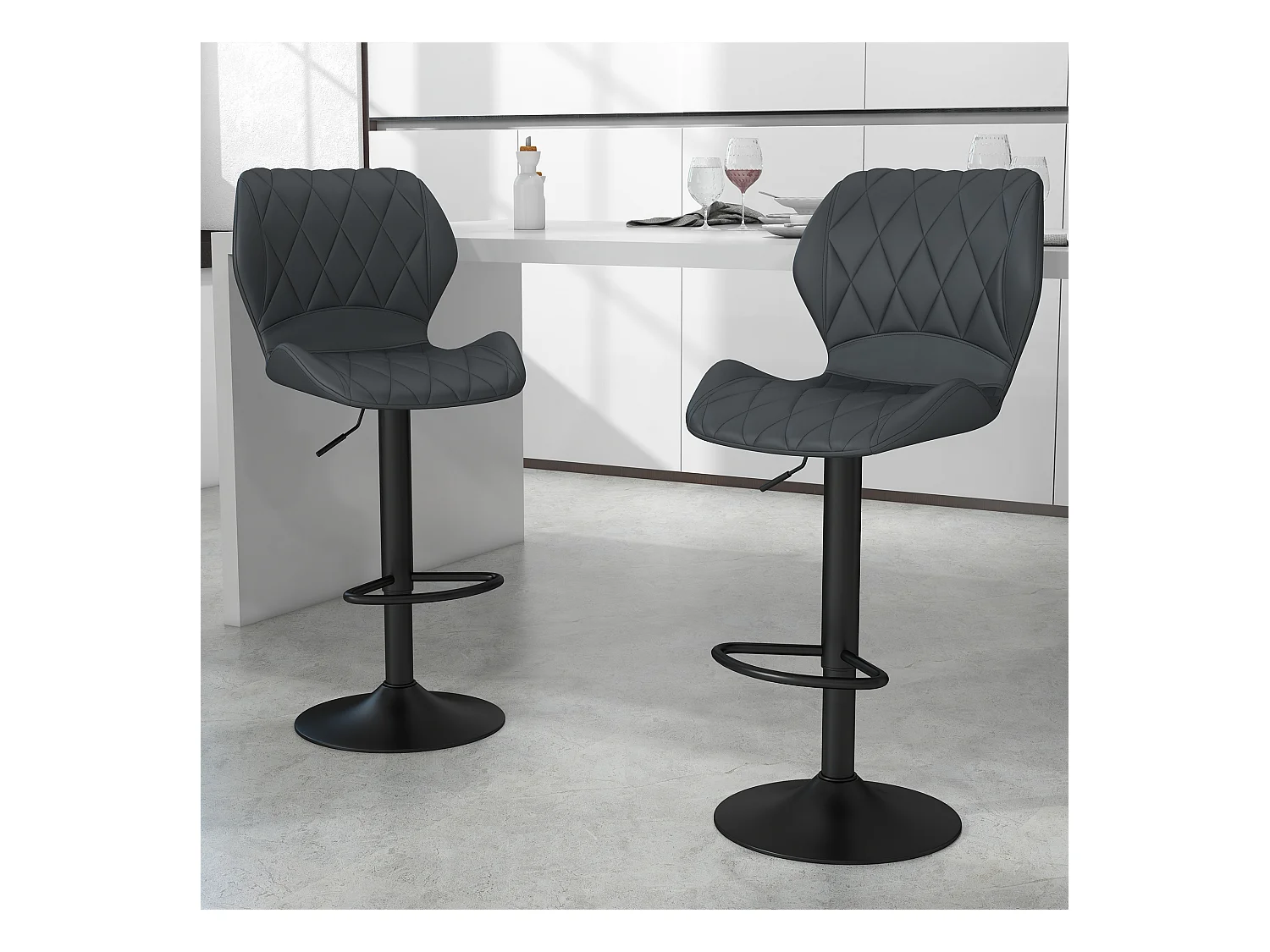Set 2 sgabelli da bar in similpelle con altezza regolabile