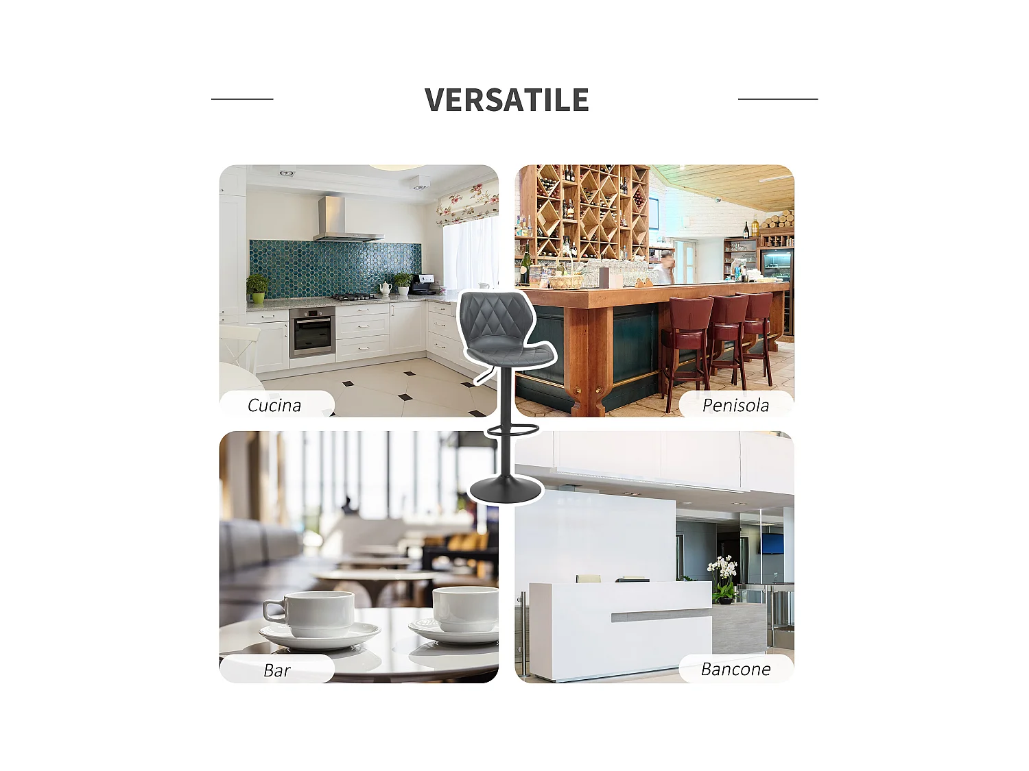 Set 2 sgabelli da bar in similpelle con altezza regolabile