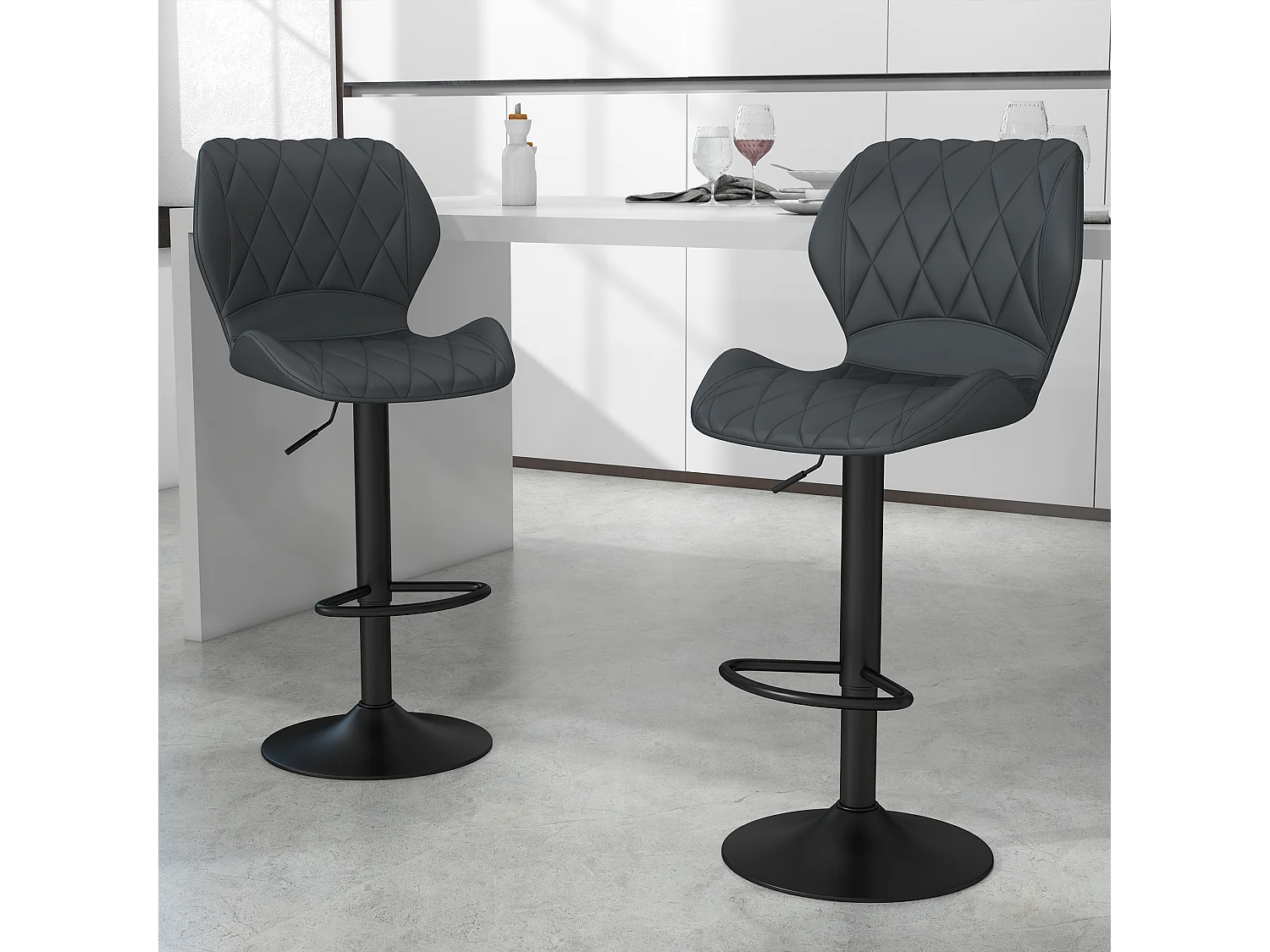Set 2 sgabelli da bar in similpelle con altezza regolabile