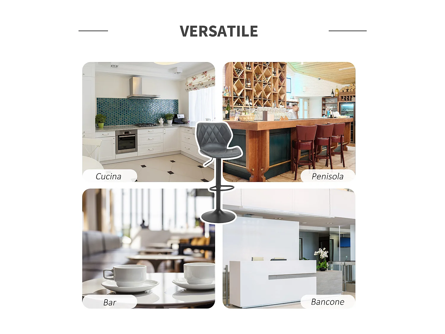 Set 2 sgabelli da bar in similpelle con altezza regolabile