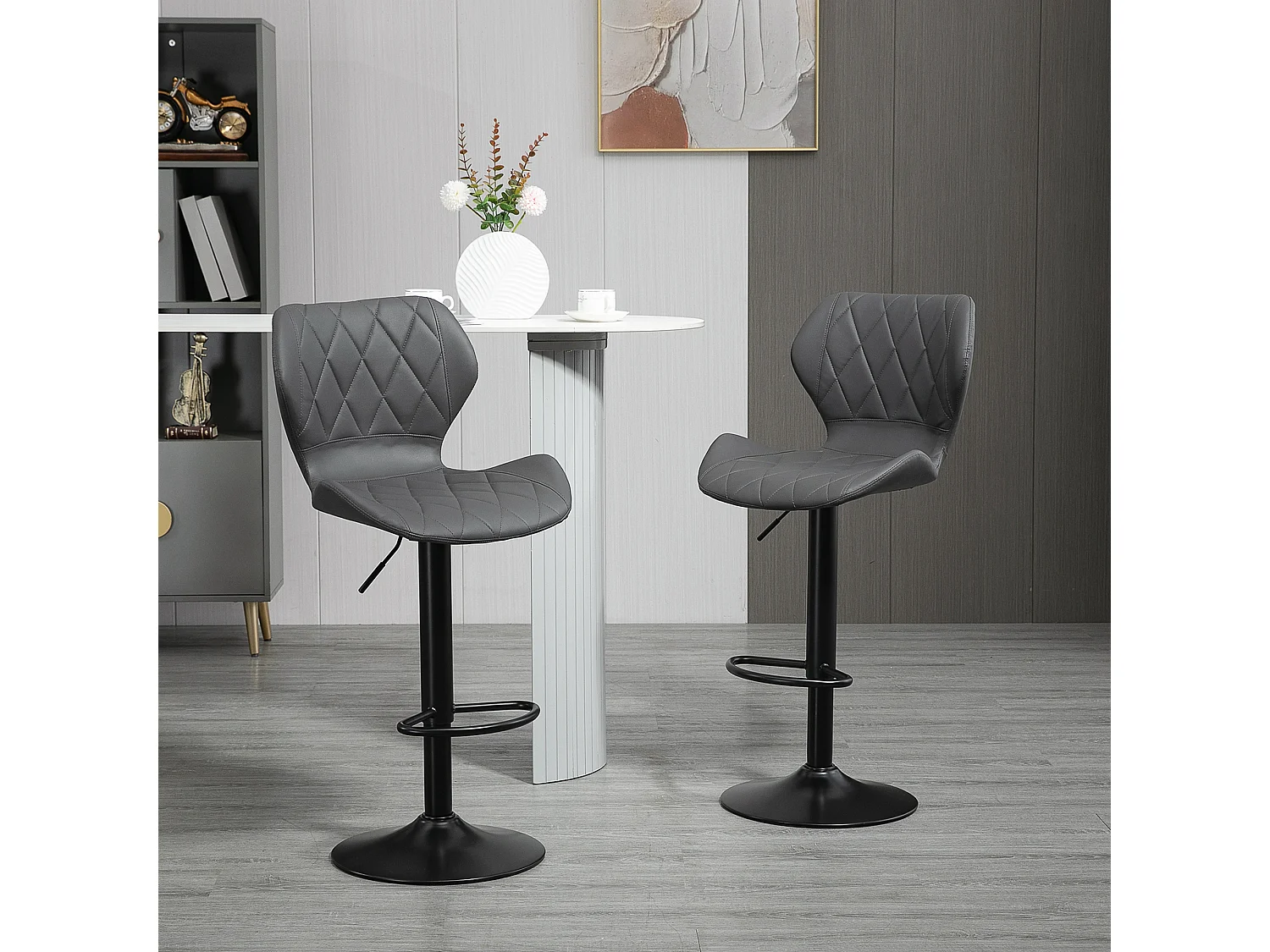 Set 2 sgabelli da bar in similpelle con altezza regolabile