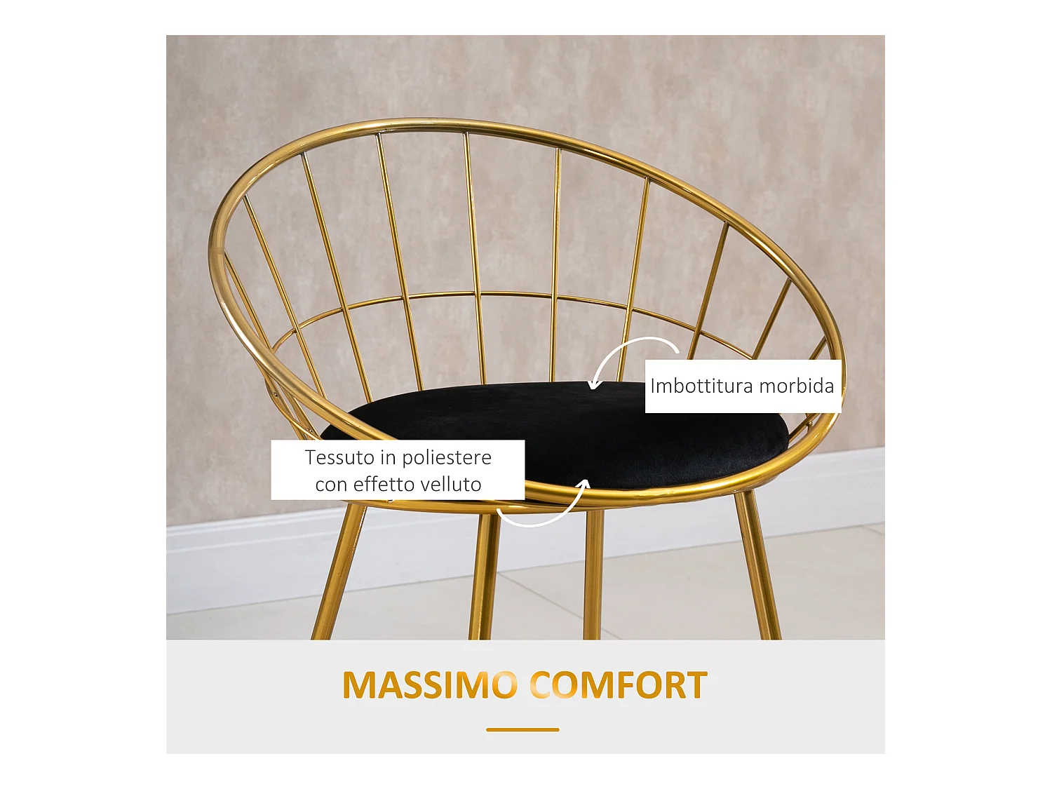 Set 2 sgabelli da bar in metallo con poggiapiedi e cuscino nero