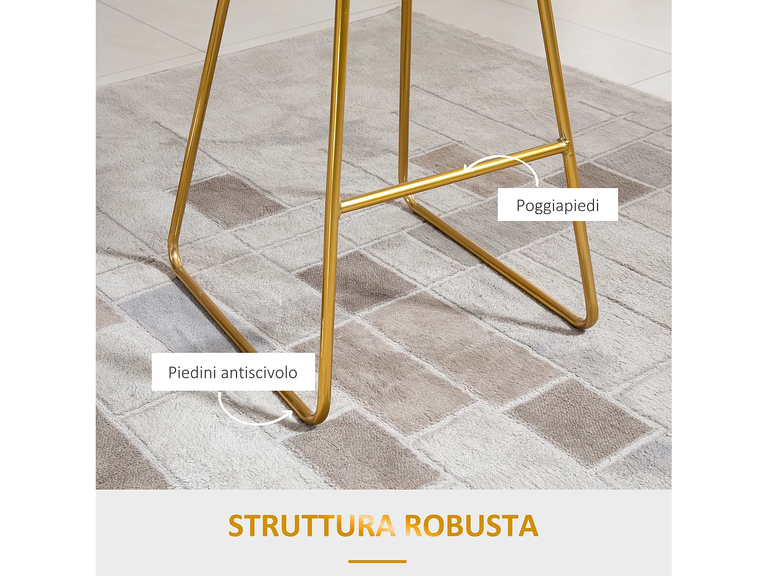 Set 2 sgabelli da bar in metallo con poggiapiedi e cuscino nero