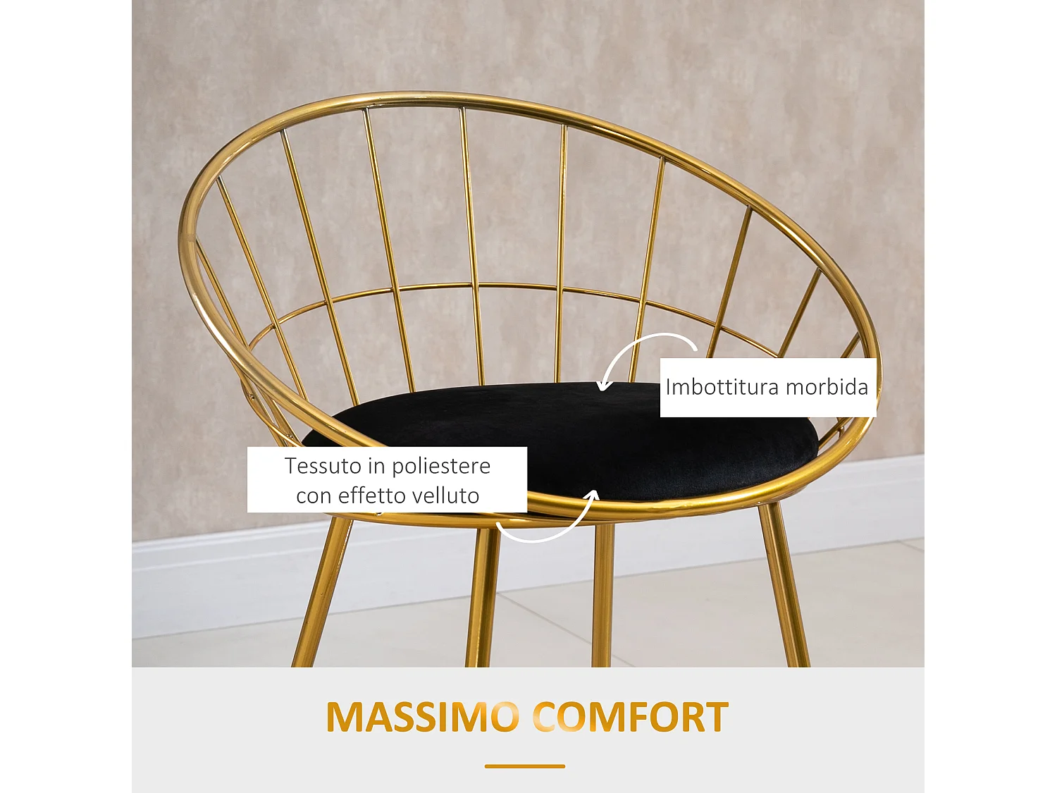 Set 2 sgabelli da bar in metallo con poggiapiedi e cuscino nero