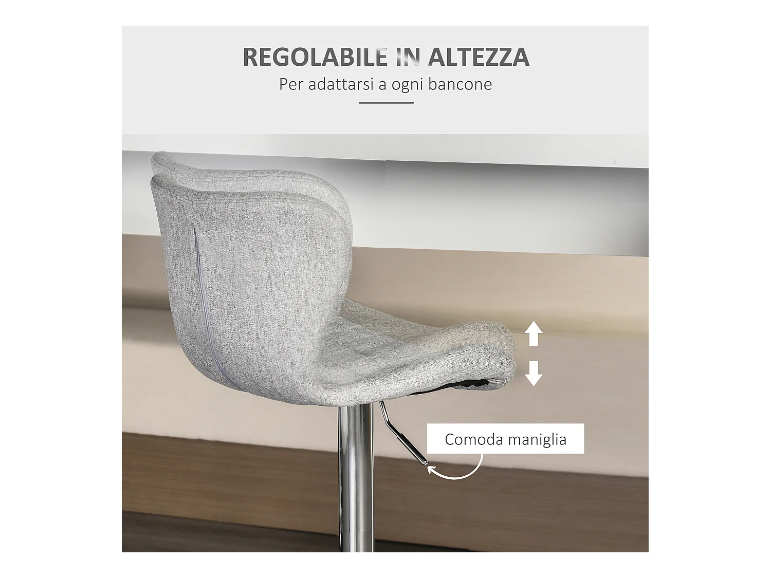 Set 2 sgabelli da bar con altezza regolabile e schienale grigio