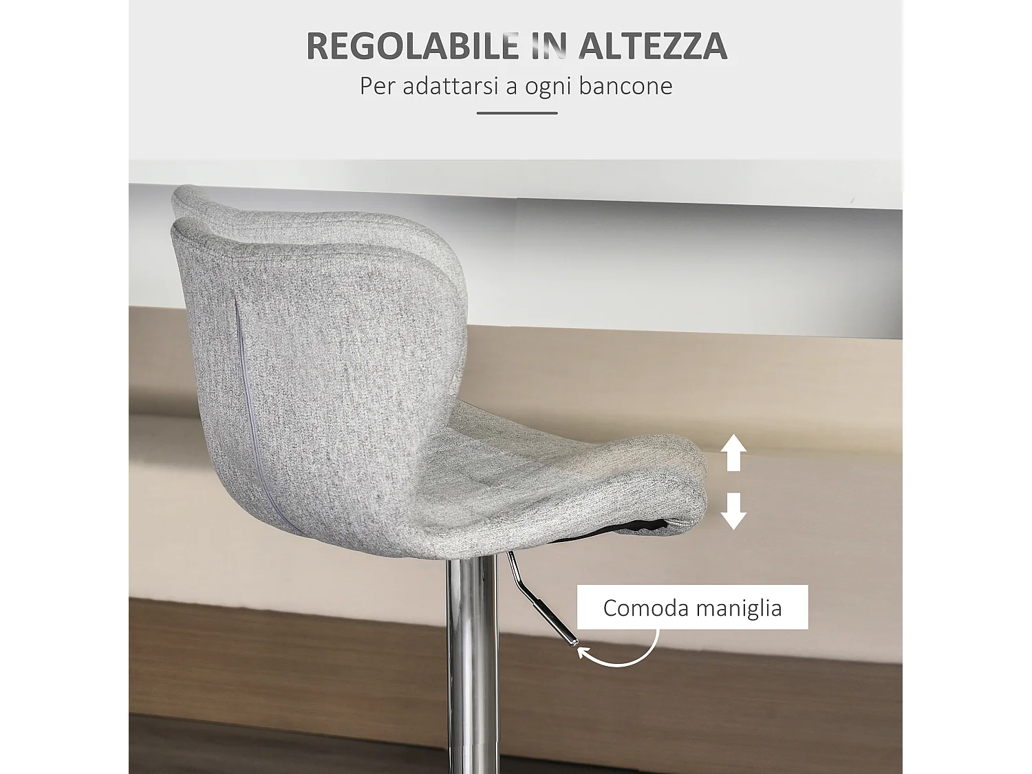 Set 2 sgabelli da bar con altezza regolabile e schienale grigio
