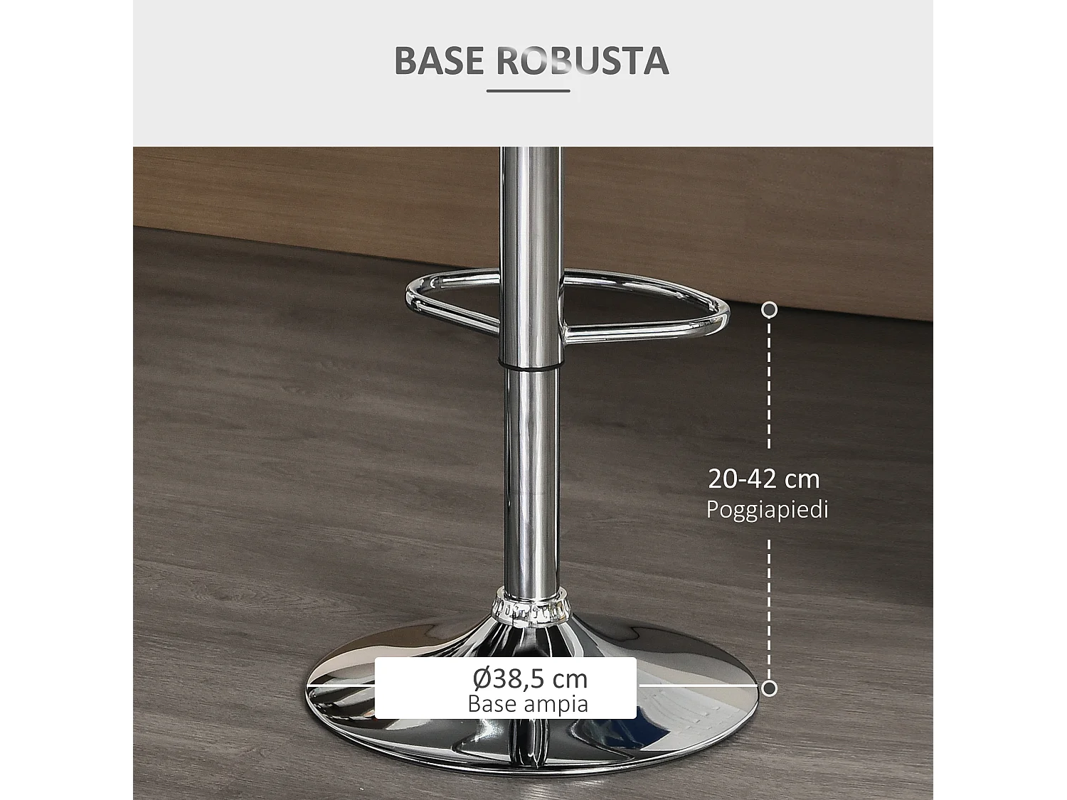 Set 2 sgabelli da bar con altezza regolabile e schienale grigio